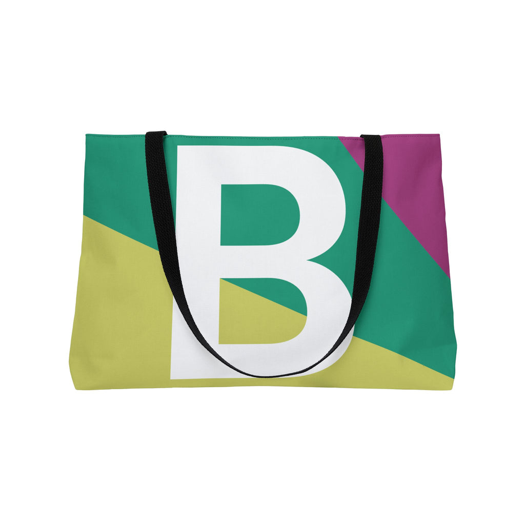 Personalized 'B' Colorblock Tote Bag — Monogram Weekender Tote
