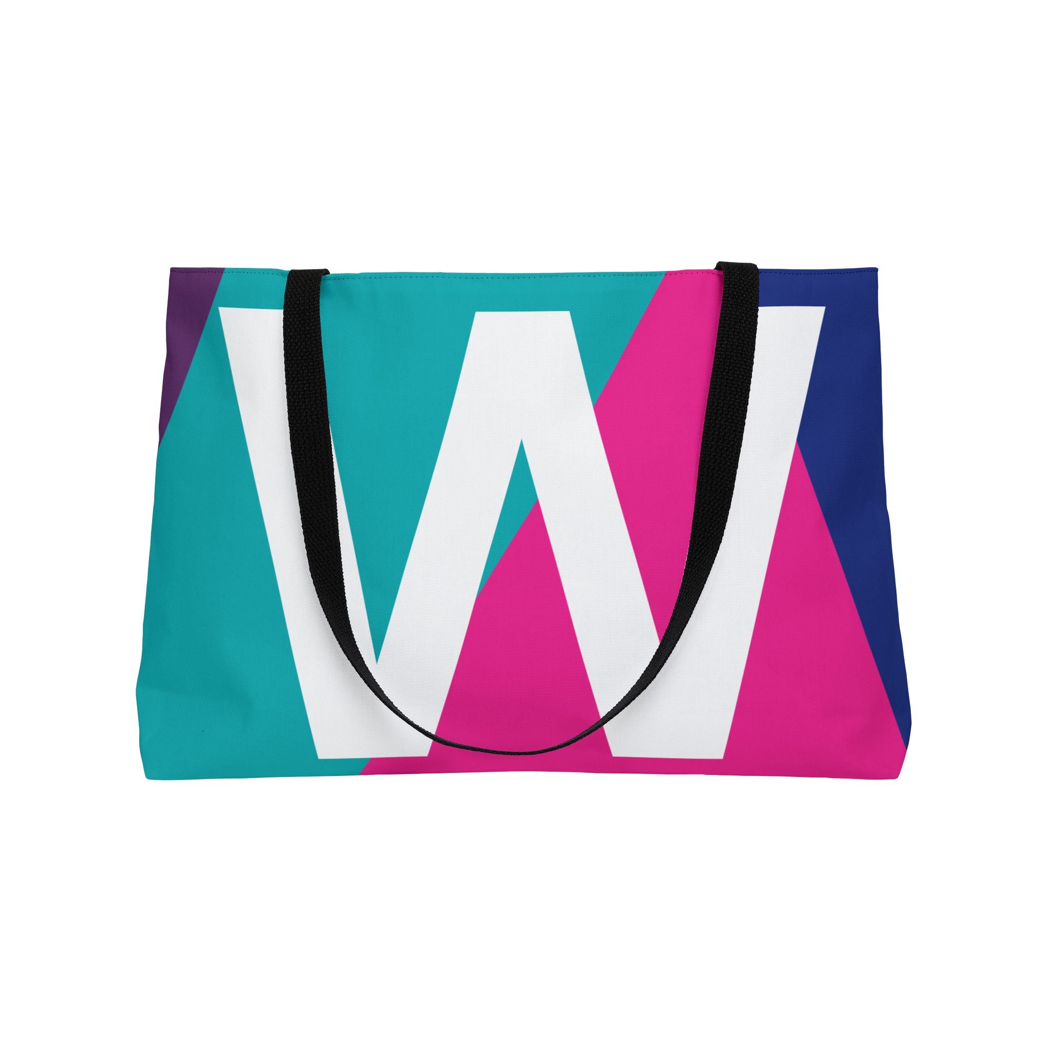 Personalized 'W' Colorblock Tote Bag — Monogram Weekender Tote