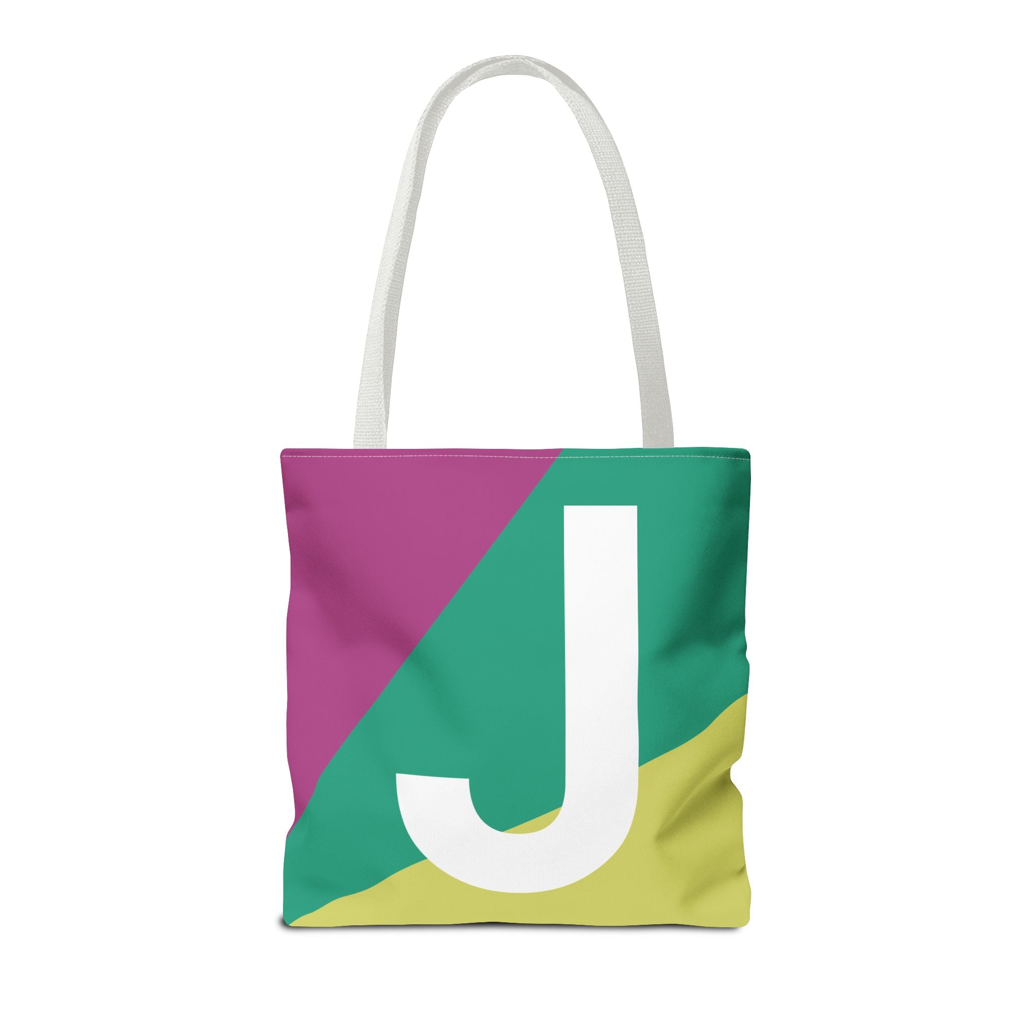 Monogram 'J' Colorblock Tote Bag — Personalized Initial J Shoulder Tote
