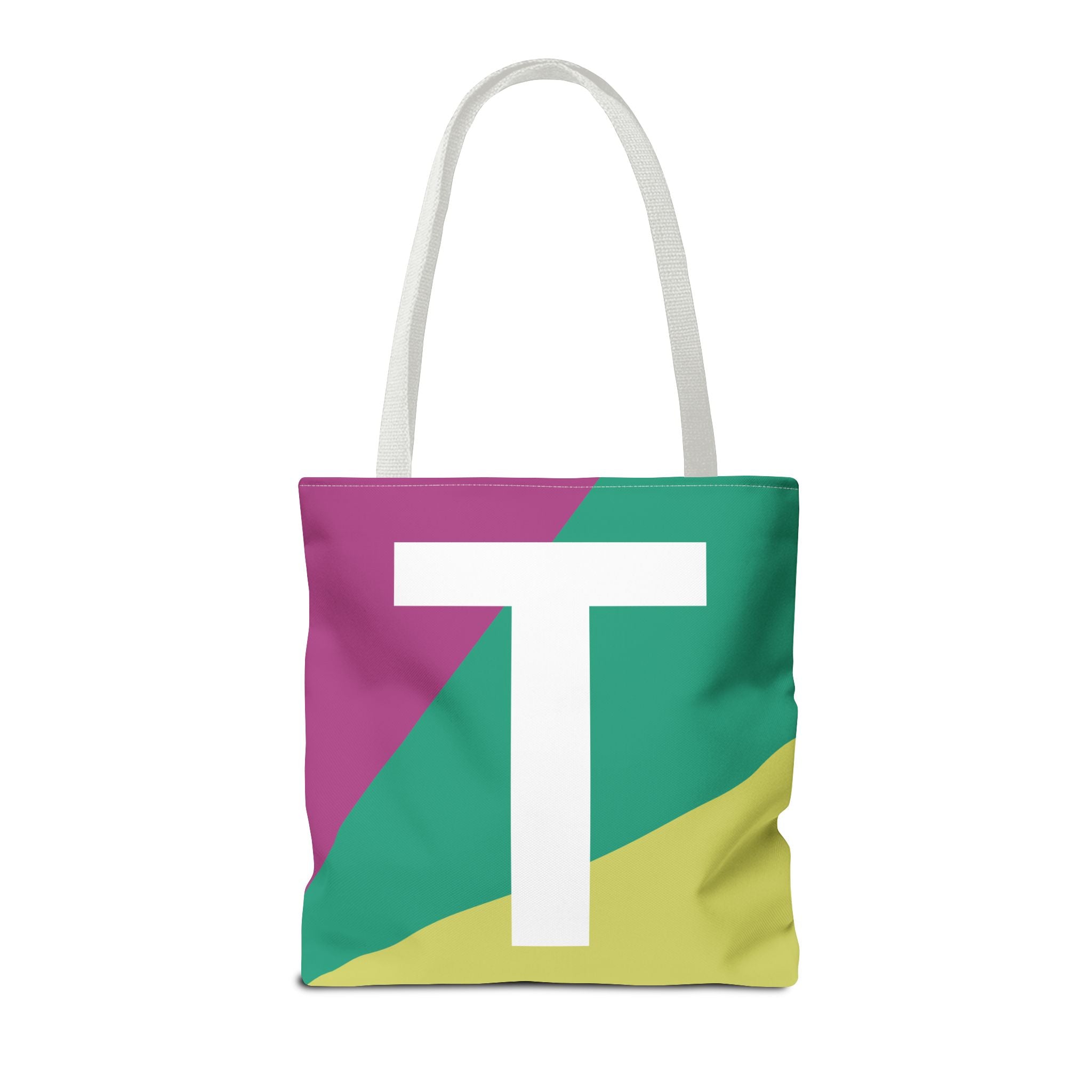 Monogram 'T' Colorblock Tote Bag — Personalized Initial T Shoulder Tote