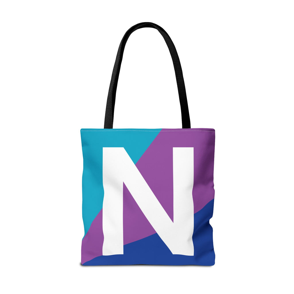 Monogram 'N' Colorblock Tote Bag — Personalized Initial N Shoulder Tote