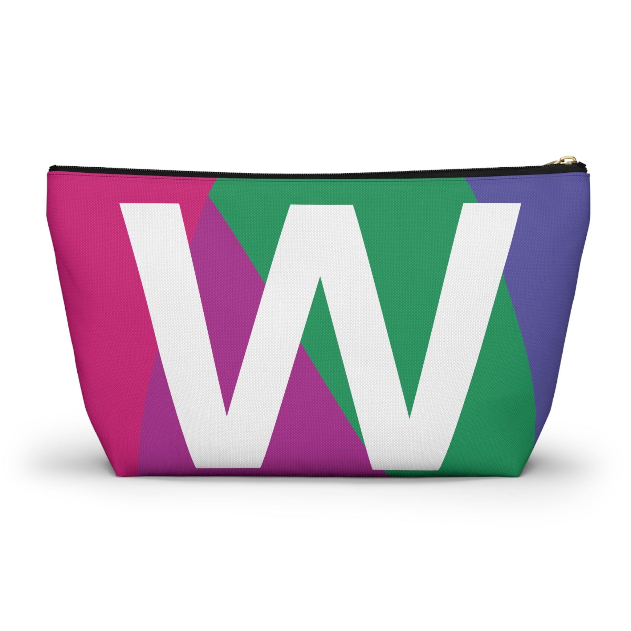 Initials Colorblock Accessory Pouch — Monogram W T-Bottom Cosmetic Bag