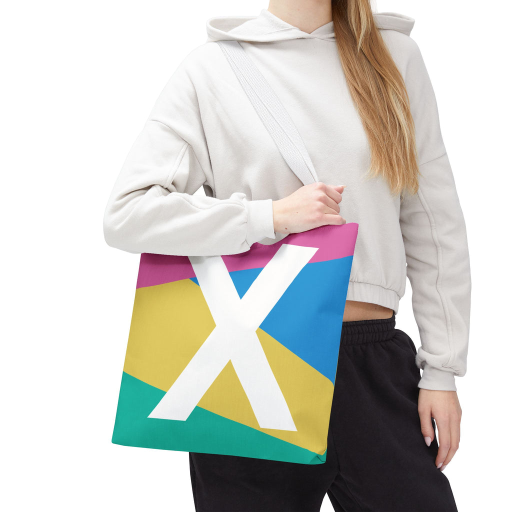 Monogram 'X' Colorblock Tote Bag — Personalized Initial X Shoulder Tote