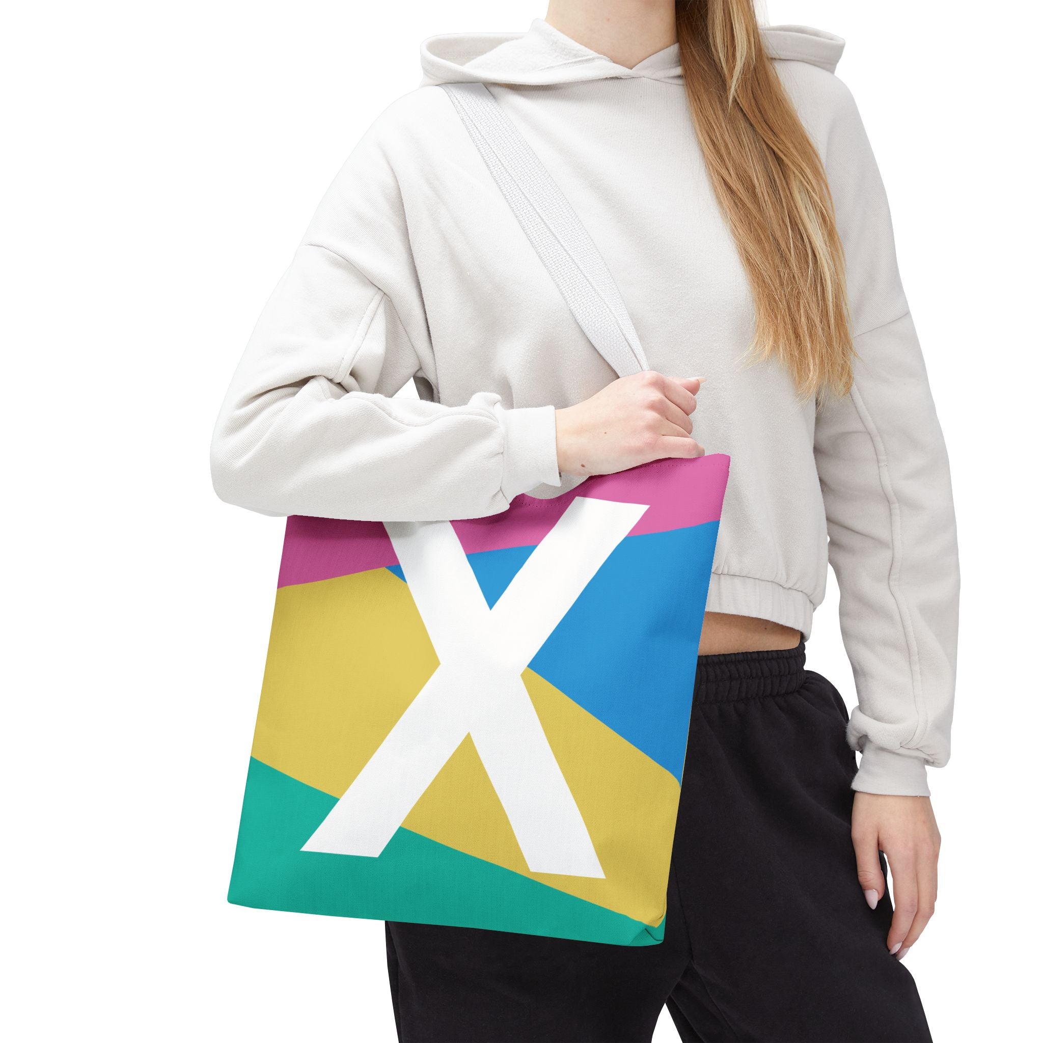Monogram 'X' Colorblock Tote Bag — Personalized Initial X Shoulder Tote