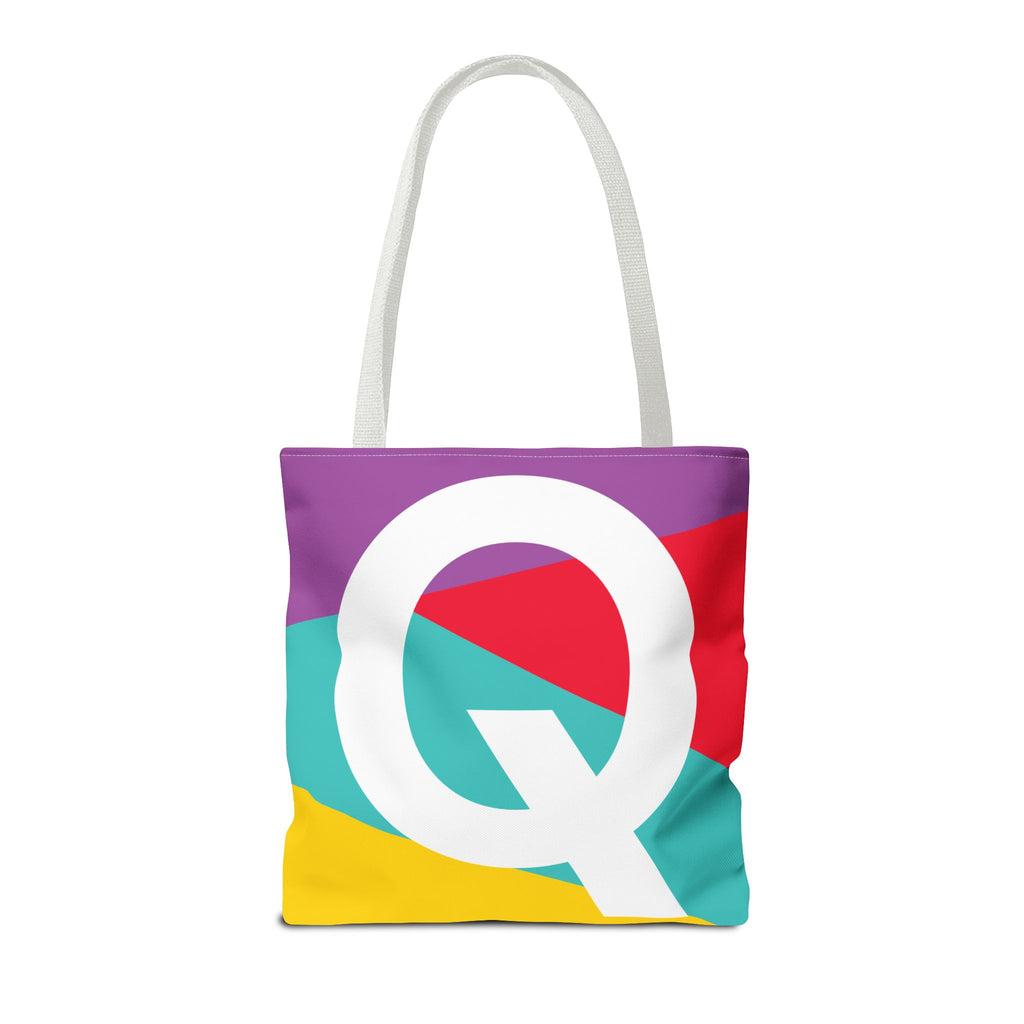 Monogram 'Q' Colorblock Tote Bag — Personalized Initial Q Shoulder Tote