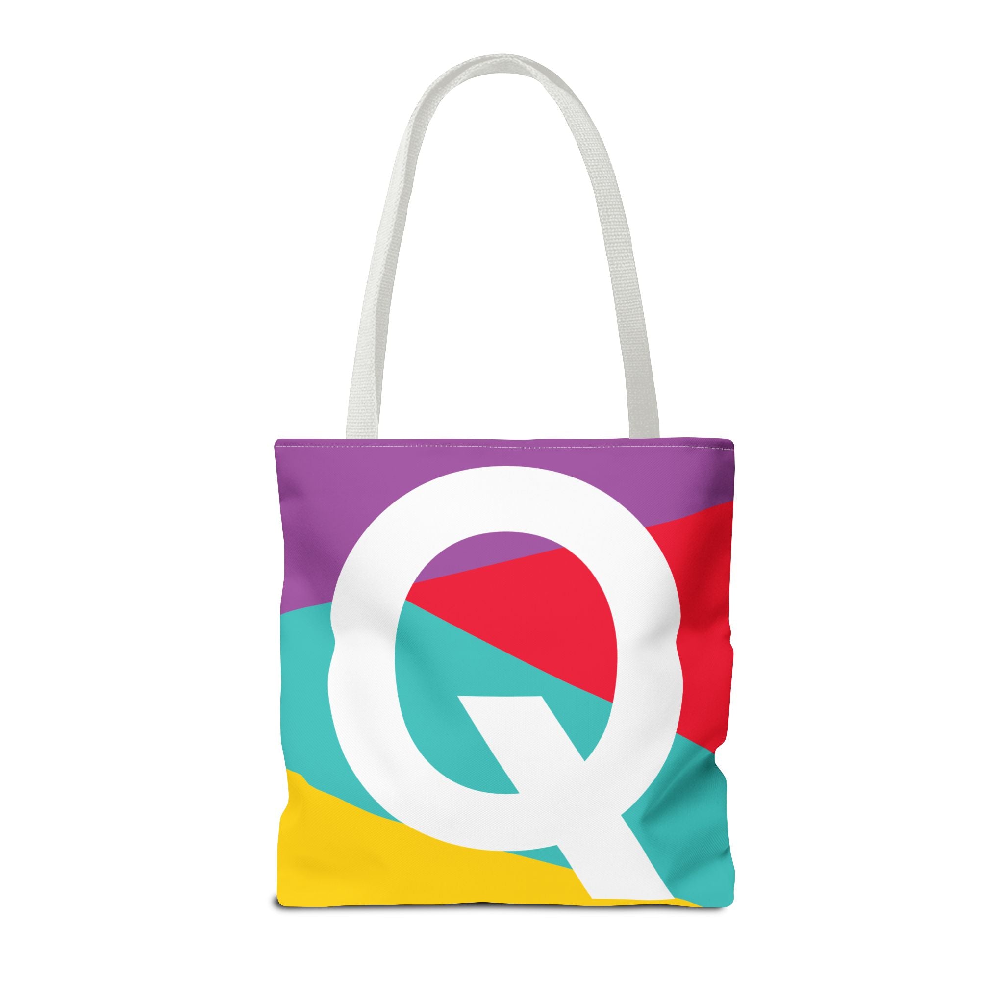 Monogram 'Q' Colorblock Tote Bag — Personalized Initial Q Shoulder Tote