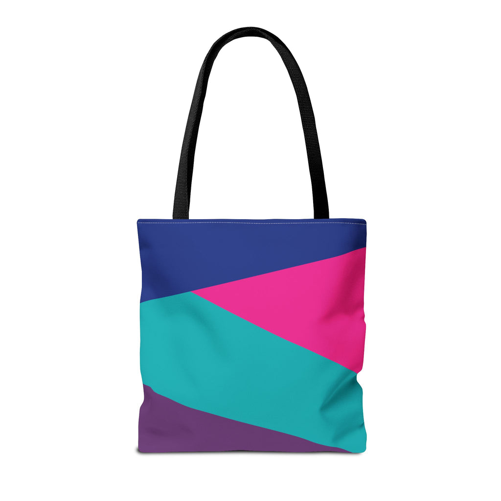 Retro 80s & 90s Inspired Color Block Tote Bag | Stylish Everyday Canvas Shoulder Bag
