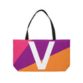 Personalized 'V' Colorblock Tote Bag — Monogram Weekender Tote