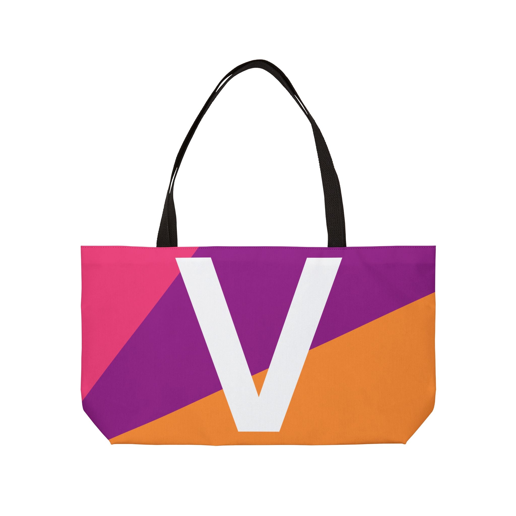 Personalized 'V' Colorblock Tote Bag — Monogram Weekender Tote