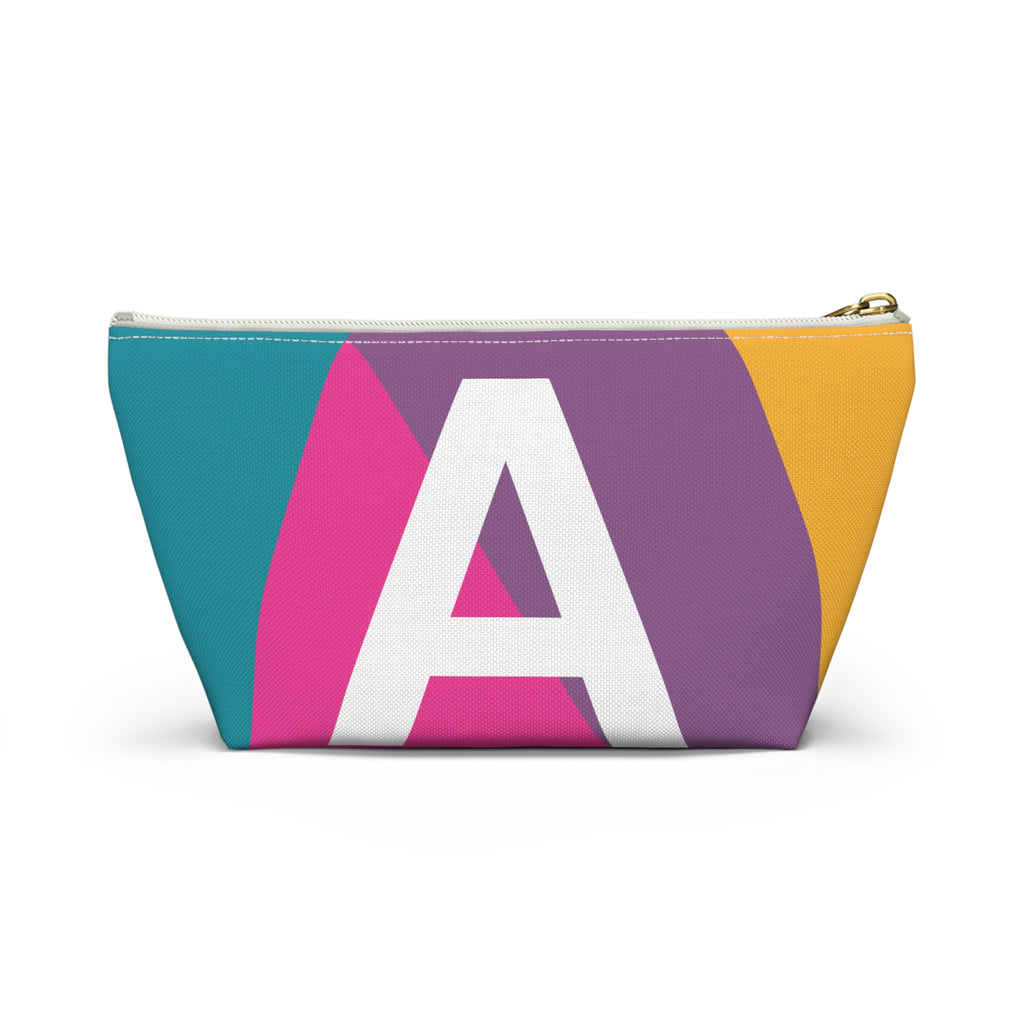 Initials Colorblock Accessory Pouch — Monogram A T-Bottom Cosmetic Bag