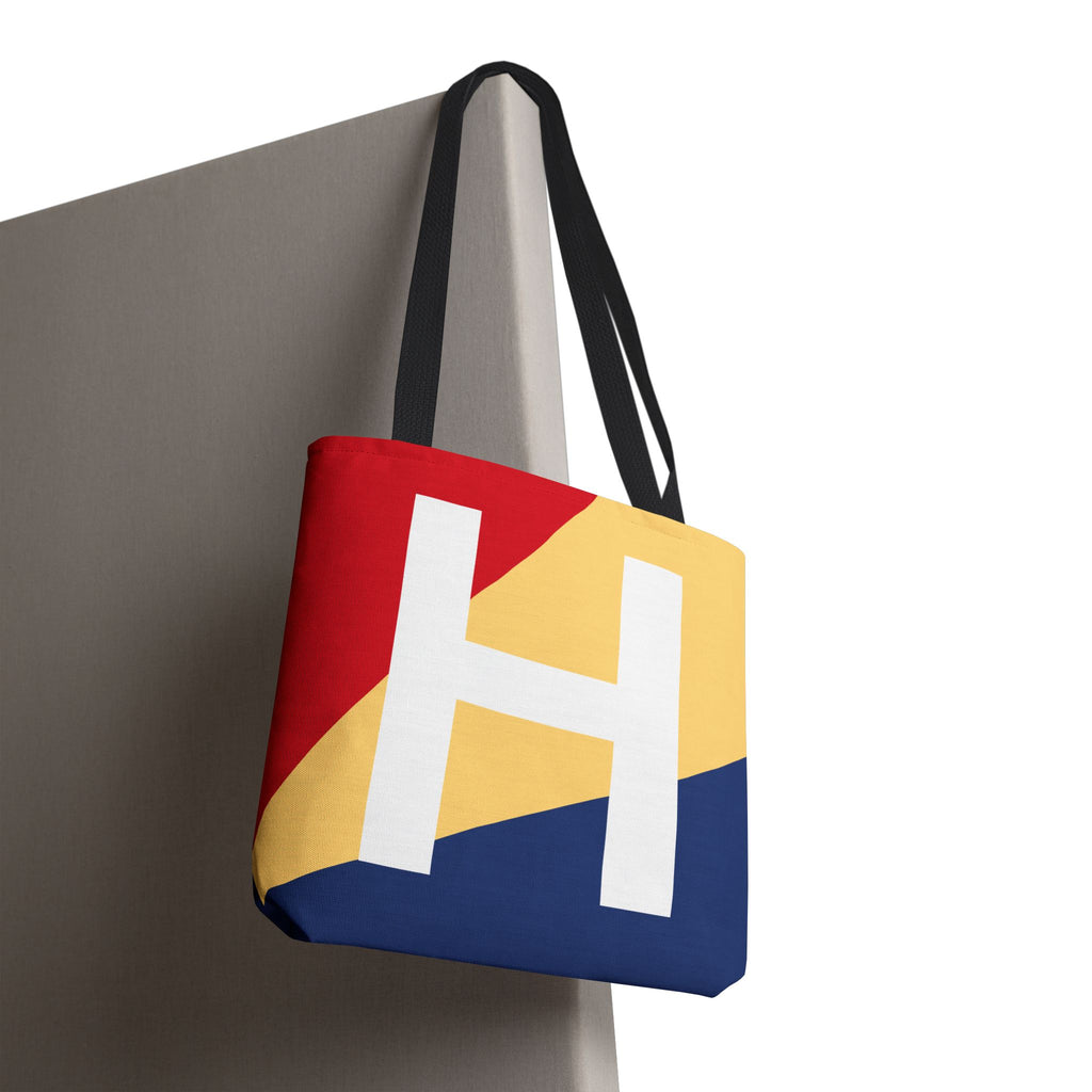 Monogram 'H' Colorblock Tote Bag — Personalized Initial H Shoulder Tote