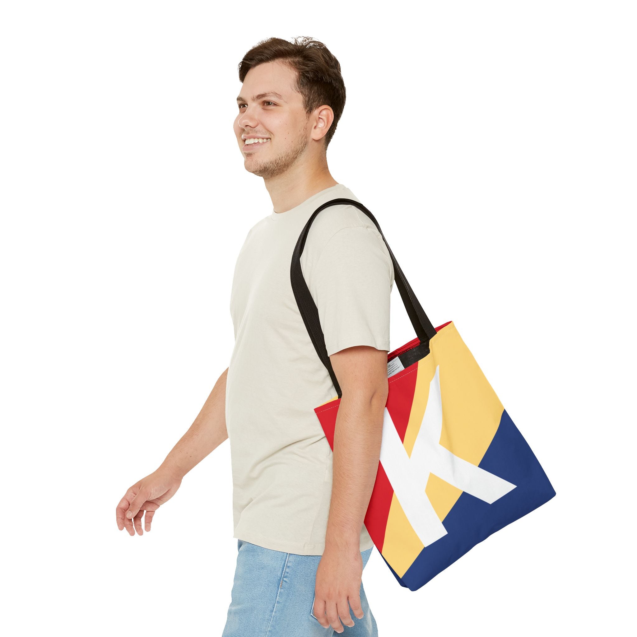 Monogram 'K' Colorblock Tote Bag — Personalized Initial K Shoulder Tote