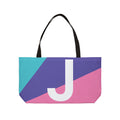 Personalized 'J' Colorblock Tote Bag — Monogram Weekender Tote