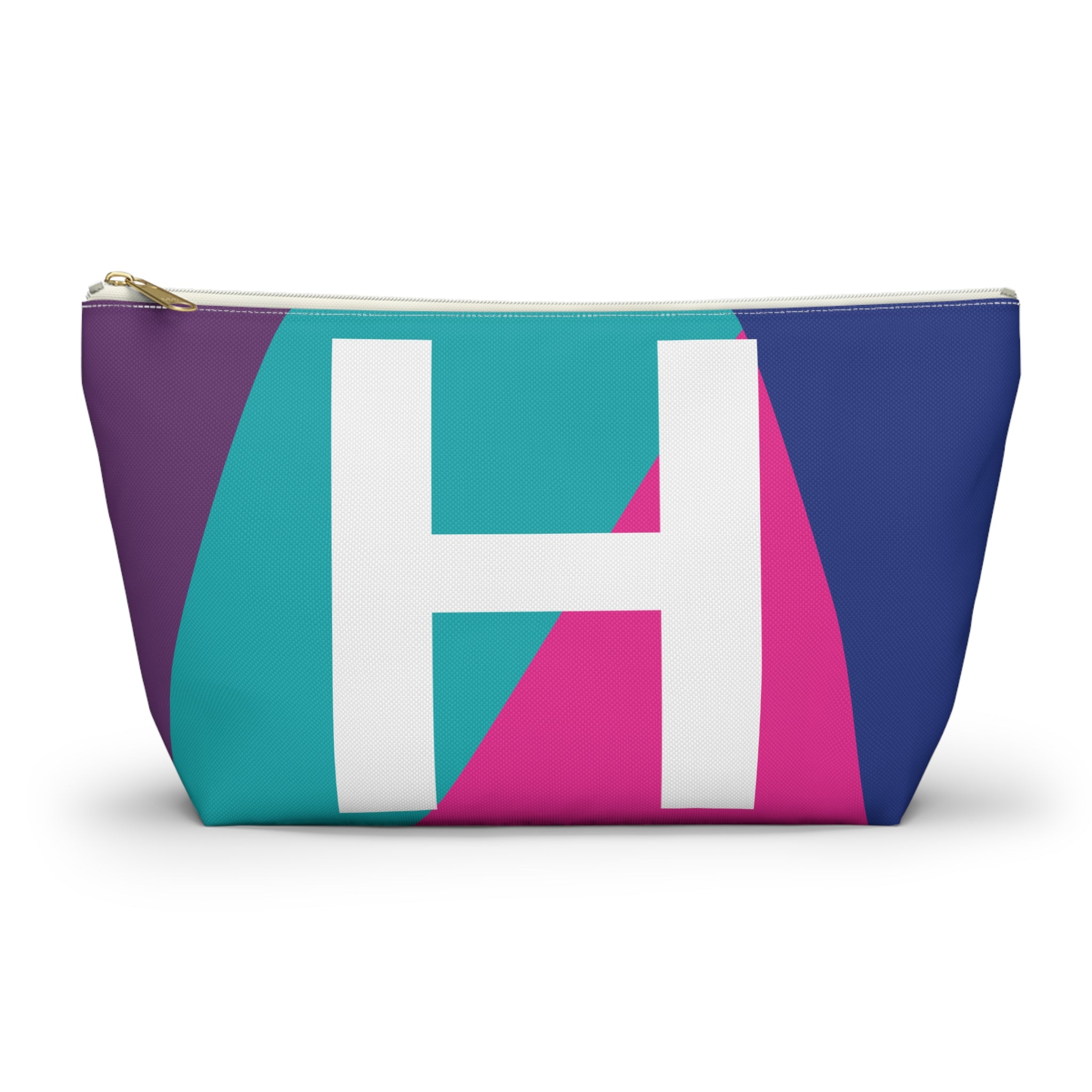 Initials Colorblock Accessory Pouch — Monogram H T-Bottom Cosmetic Bag