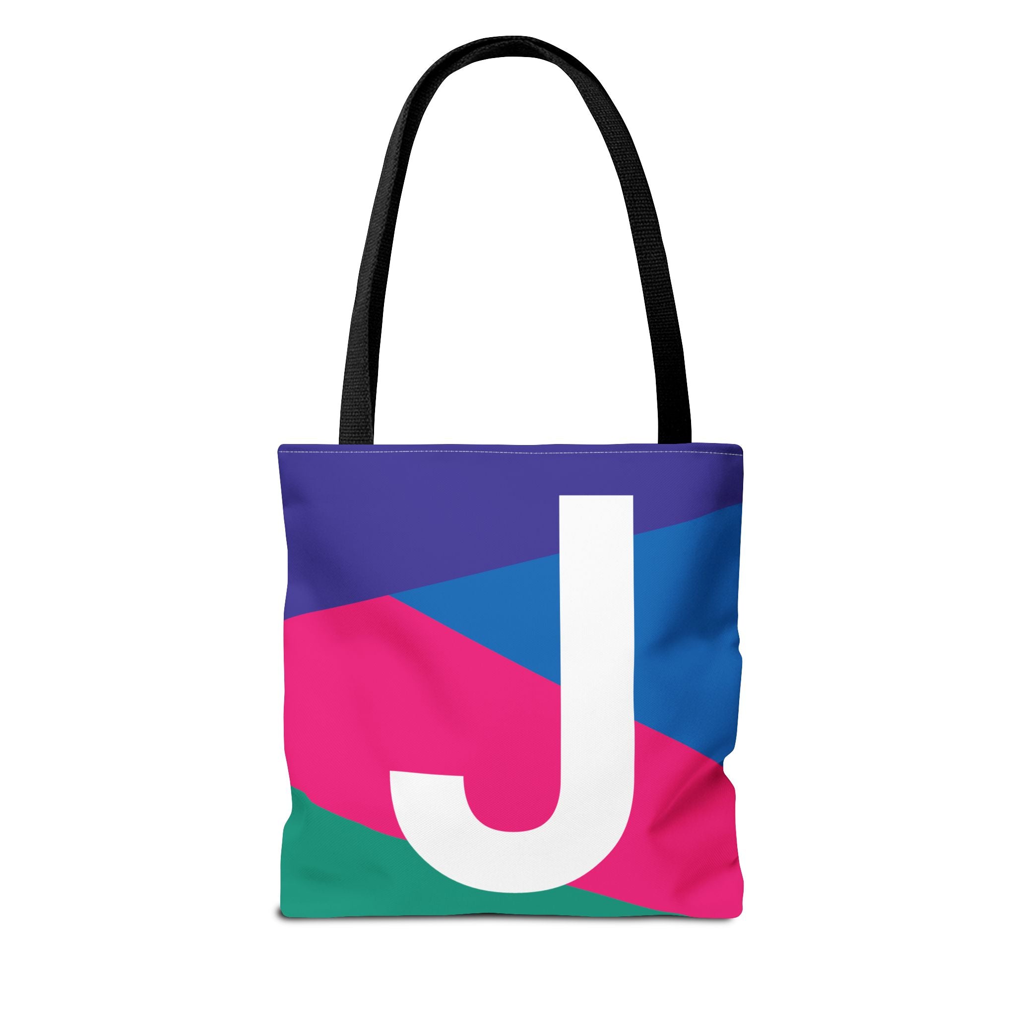 Monogram 'J' Colorblock Tote Bag — Personalized Initial J Shoulder Tote