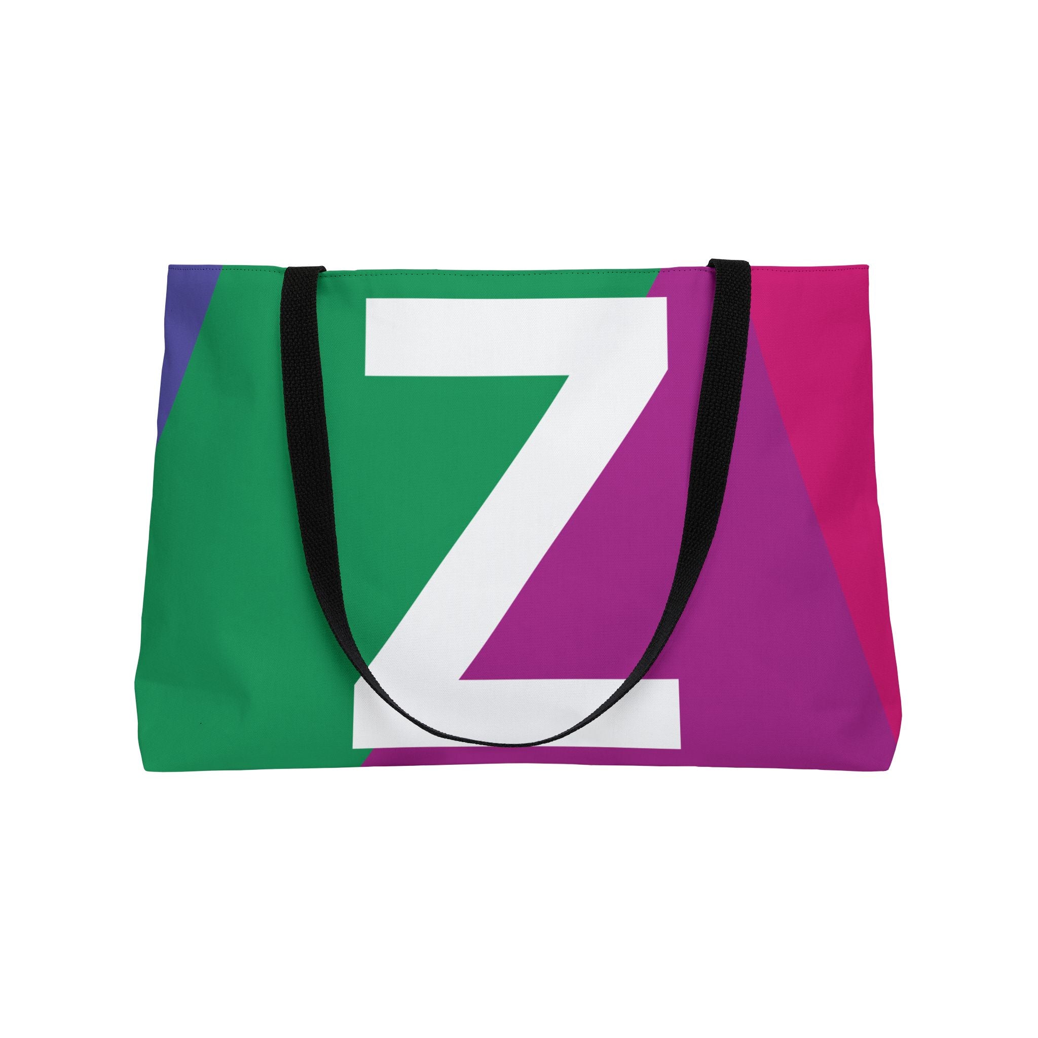 Personalized 'Z' Colorblock Tote Bag — Monogram Weekender Tote