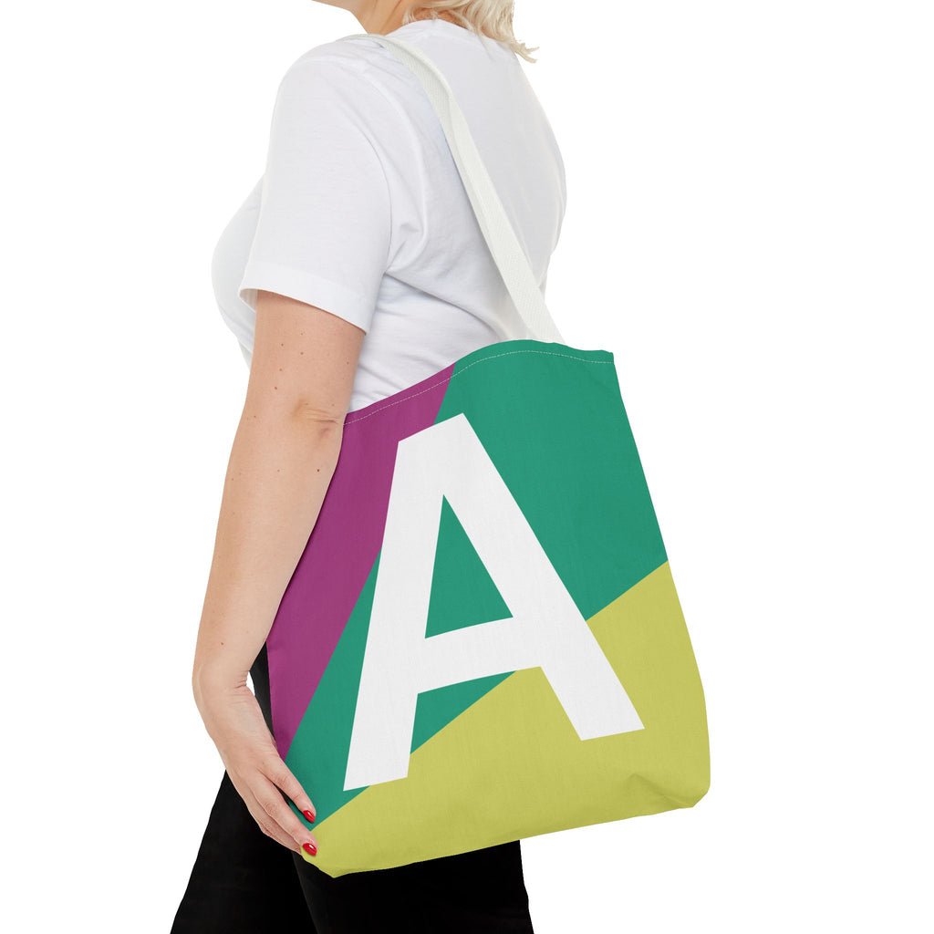 Monogram 'A' Colorblock Tote Bag — Personalized Initial A Shoulder Tote