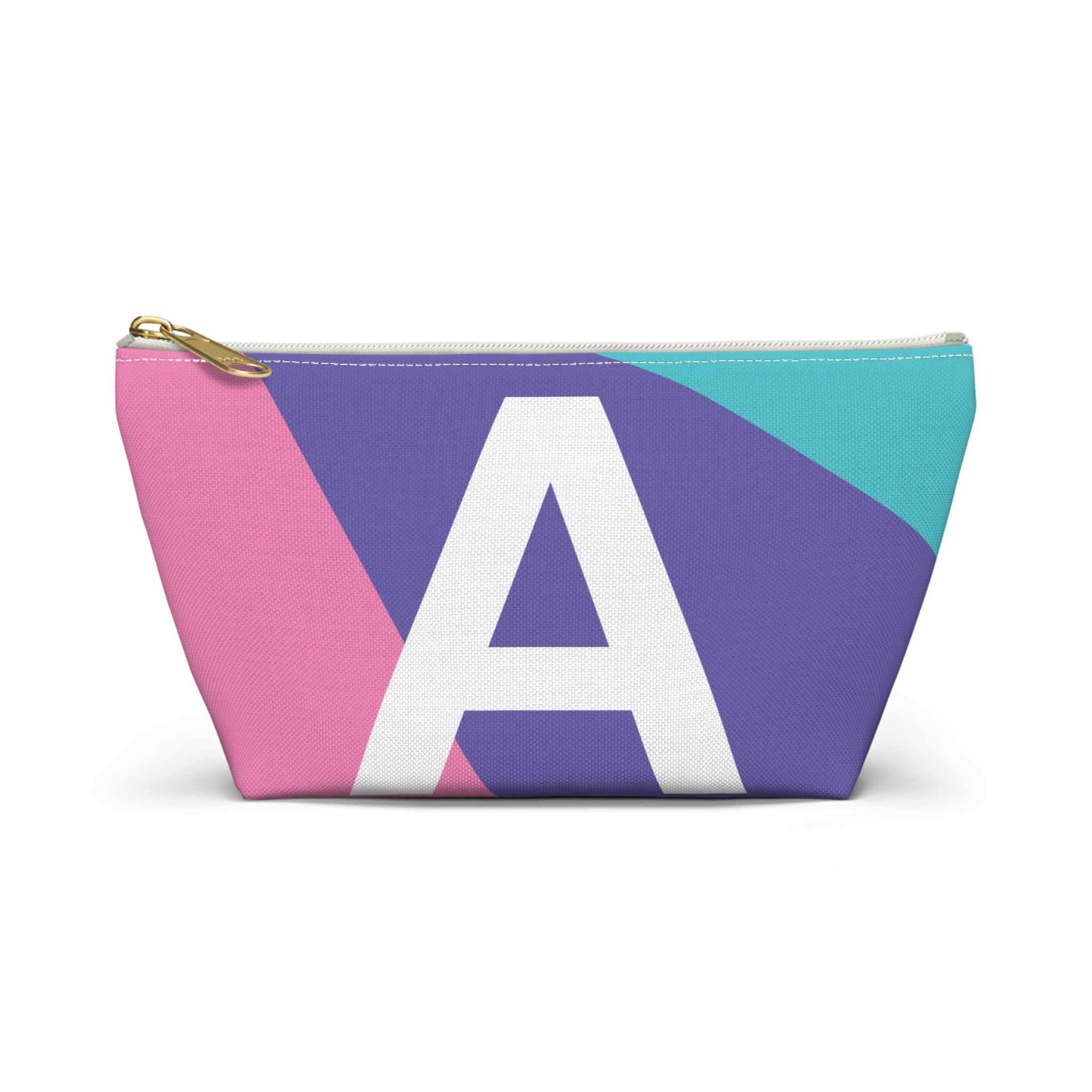 Initials Colorblock Accessory Pouch — Monogram A T-Bottom Cosmetic Bag