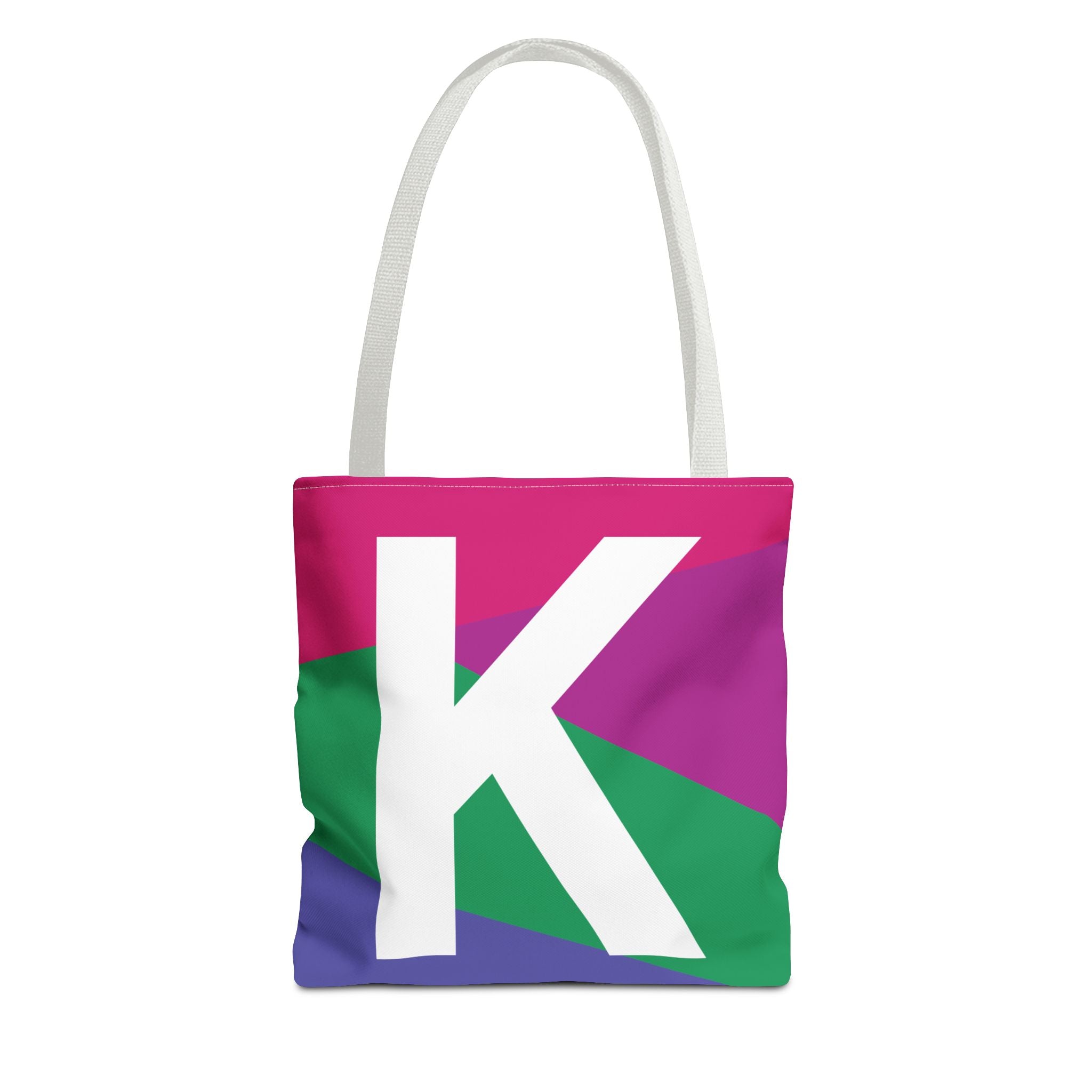Monogram 'K' Colorblock Tote Bag — Personalized Initial K Shoulder Tote