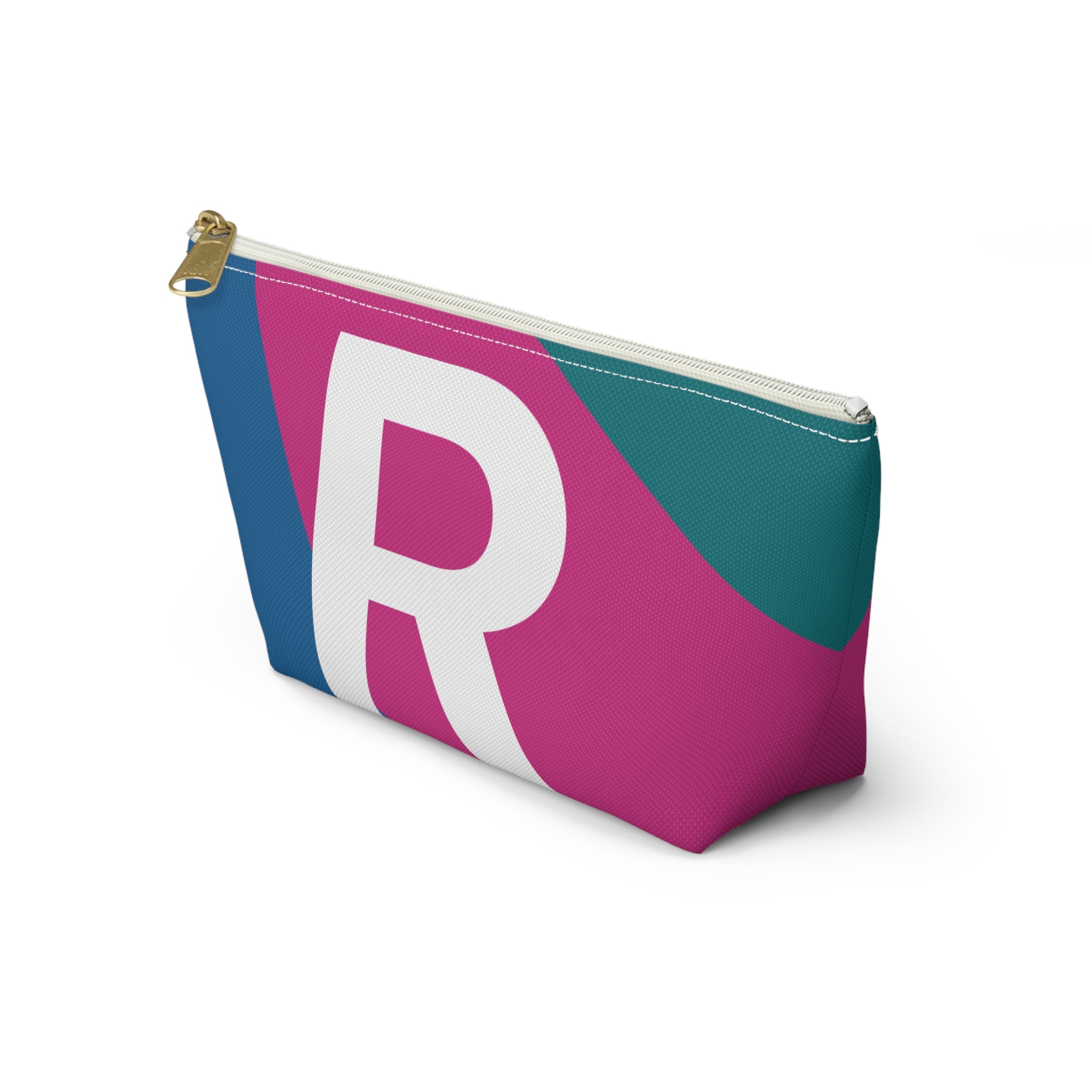 Initials Colorblock Accessory Pouch — Monogram R T-Bottom Cosmetic Bag