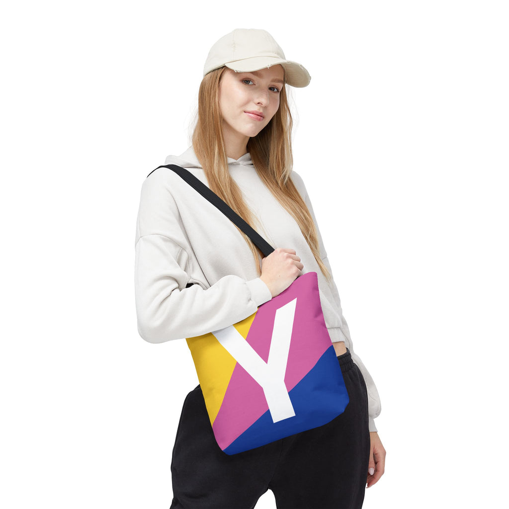 Monogram 'Y' Colorblock Tote Bag — Personalized Initial Y Shoulder Tote
