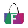 Personalized 'F' Colorblock Tote Bag — Monogram Weekender Tote