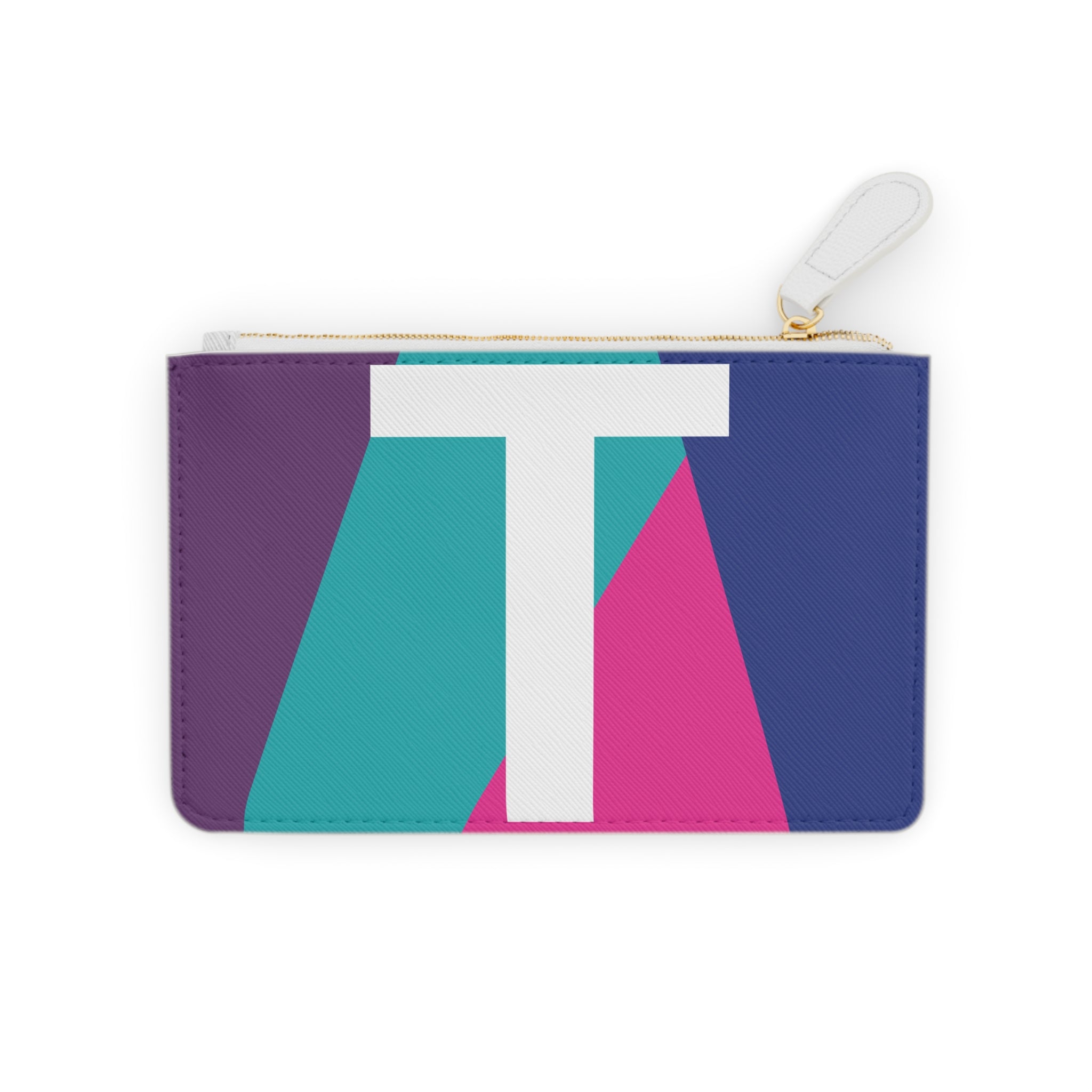 Initial T Mini Clutch — Colorblock Monogram Wristlet Wallet