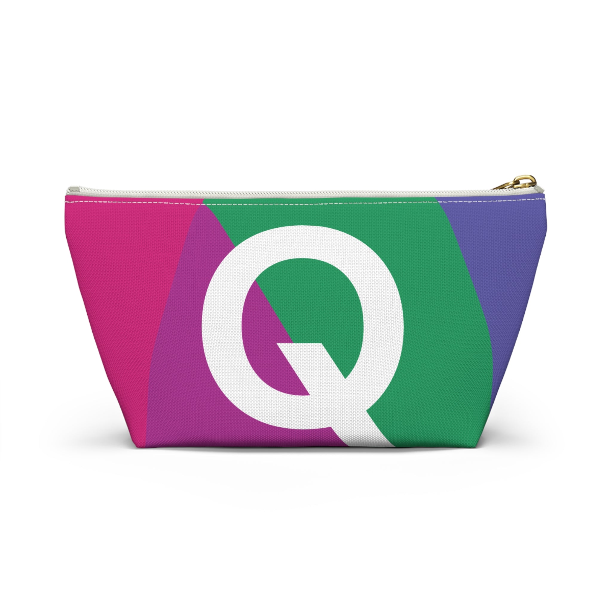 Initials Colorblock Accessory Pouch — Monogram Q T-Bottom Cosmetic Bag