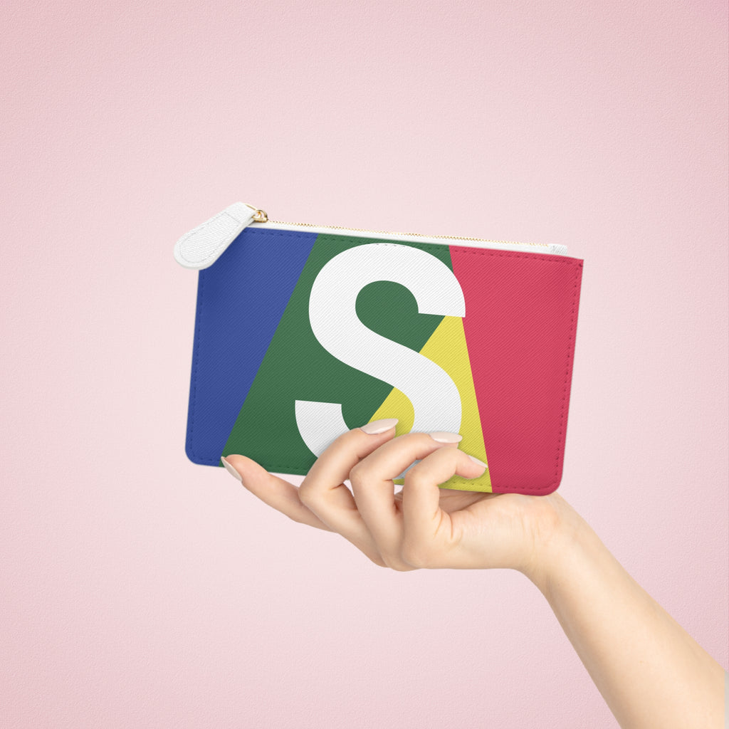 Initial S Mini Clutch — Colorblock Monogram Wristlet Wallet