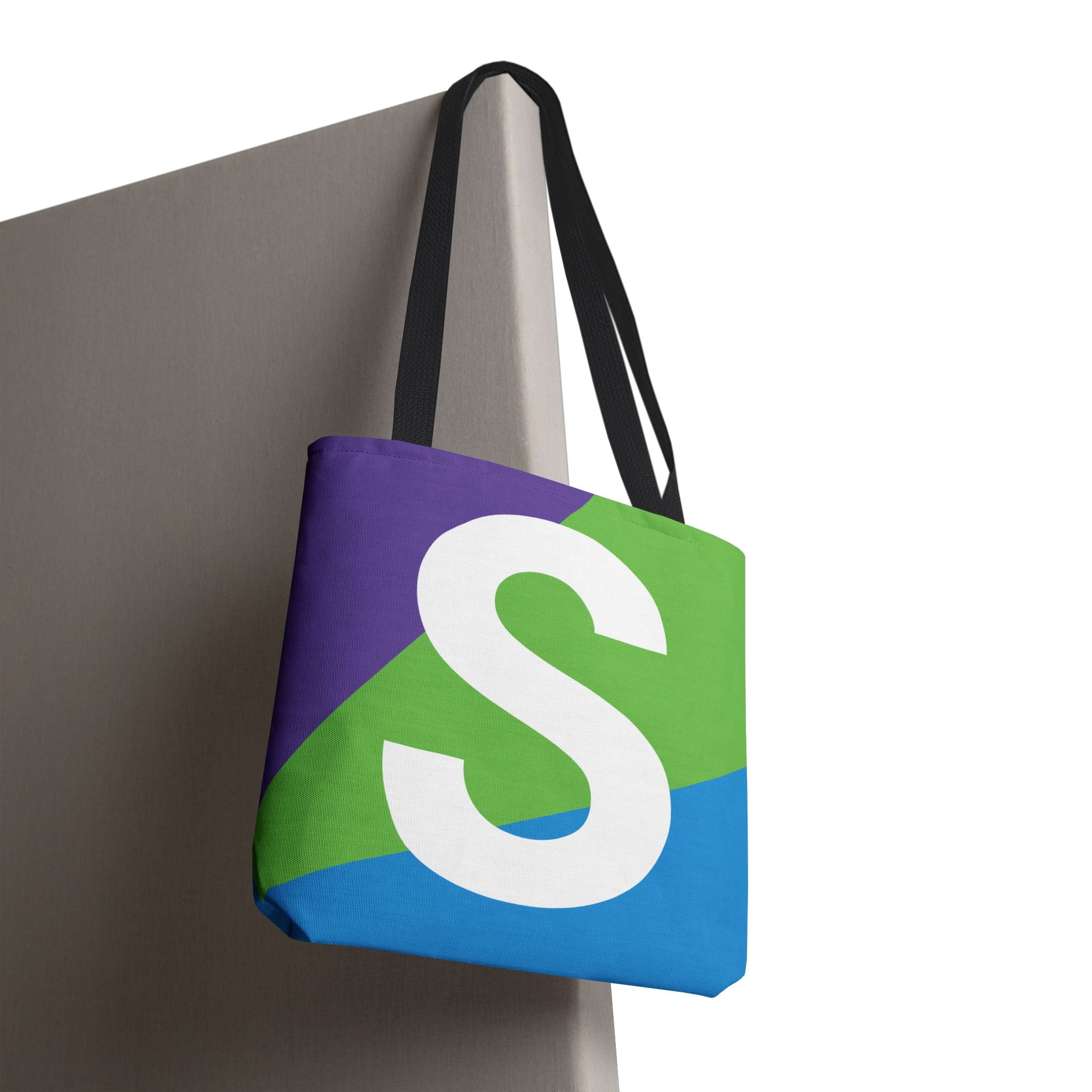 Monogram 'S' Colorblock Tote Bag — Personalized Initial S Shoulder Tote