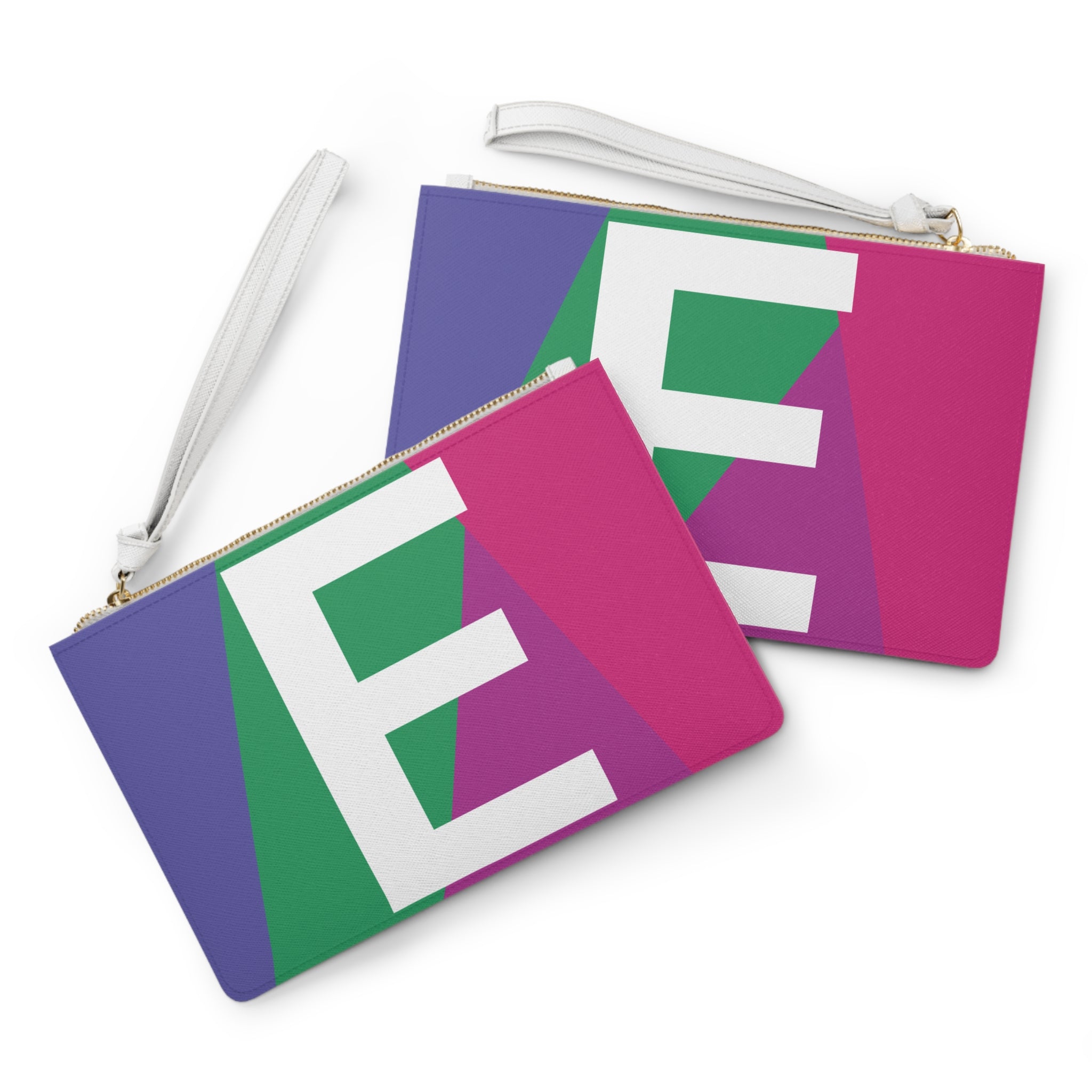 Monogram 'E' Colorblock Clutch Bag — Bold Geometric Wristlet for Everyday & Gifts