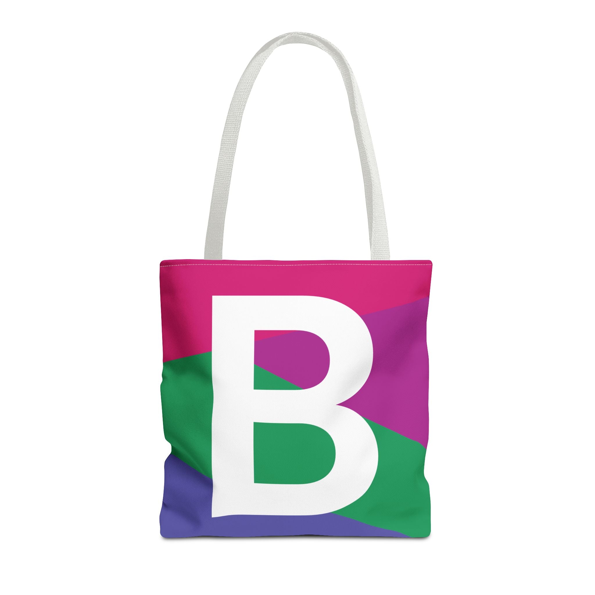Monogram 'B' Colorblock Tote Bag — Personalized Initial B Shoulder Tote