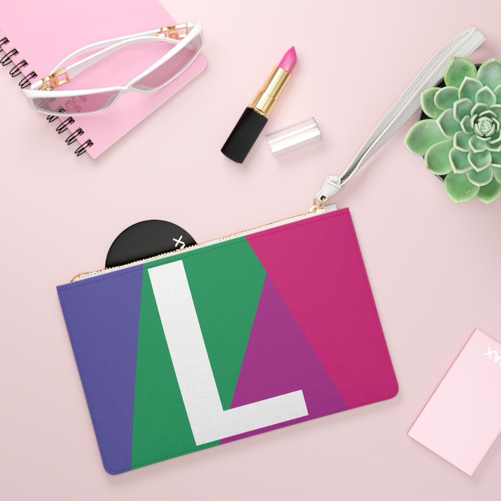 Monogram 'L' Colorblock Clutch Bag — Bold Geometric Wristlet for Everyday & Gifts