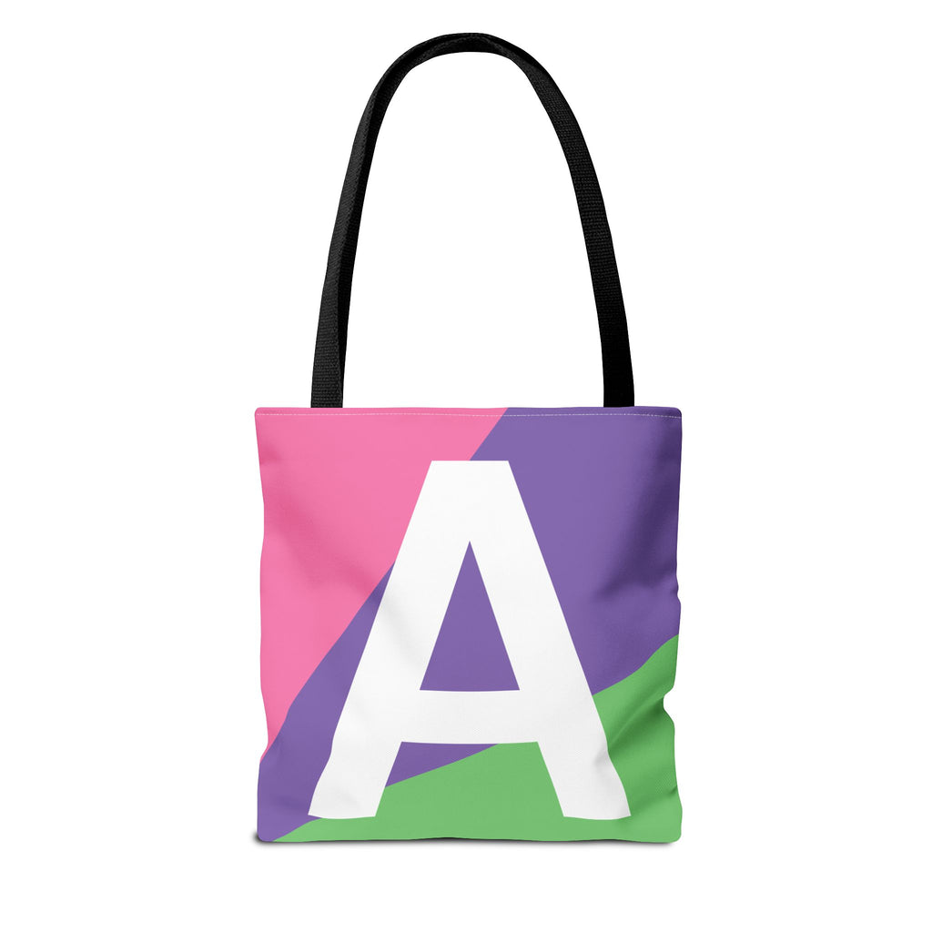 Monogram 'A' Colorblock Tote Bag — Personalized Initial A Shoulder Tote