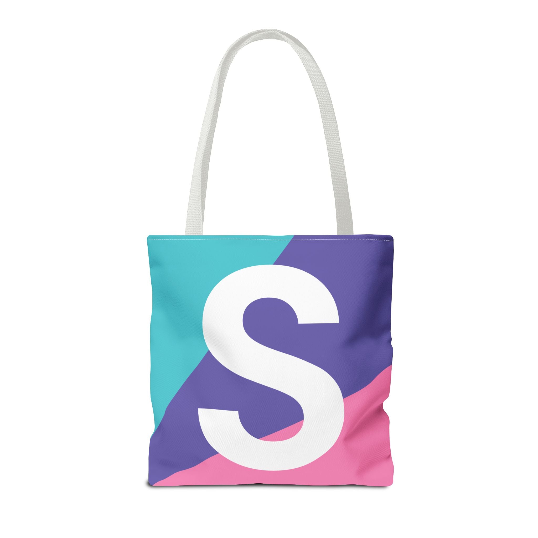 Monogram 'S' Colorblock Tote Bag — Personalized Initial S Shoulder Tote