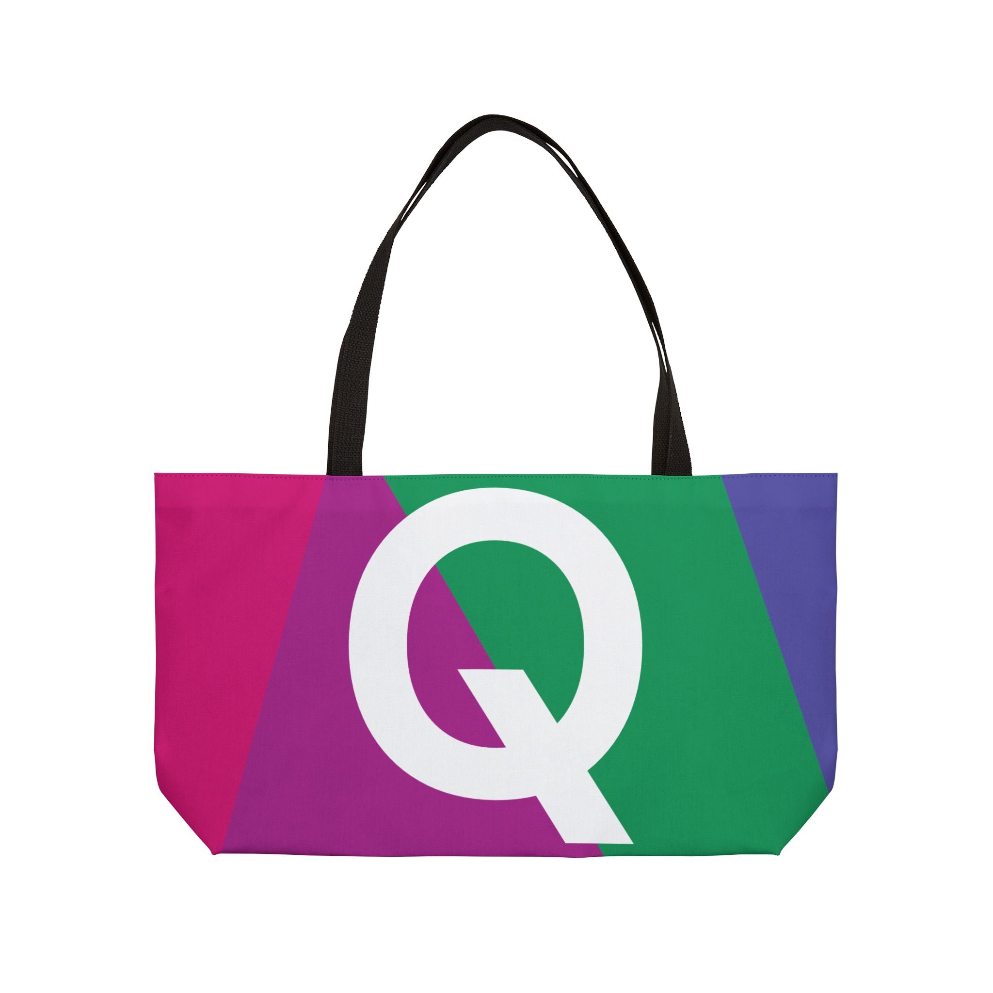 Personalized 'Q' Colorblock Tote Bag — Monogram Weekender Tote
