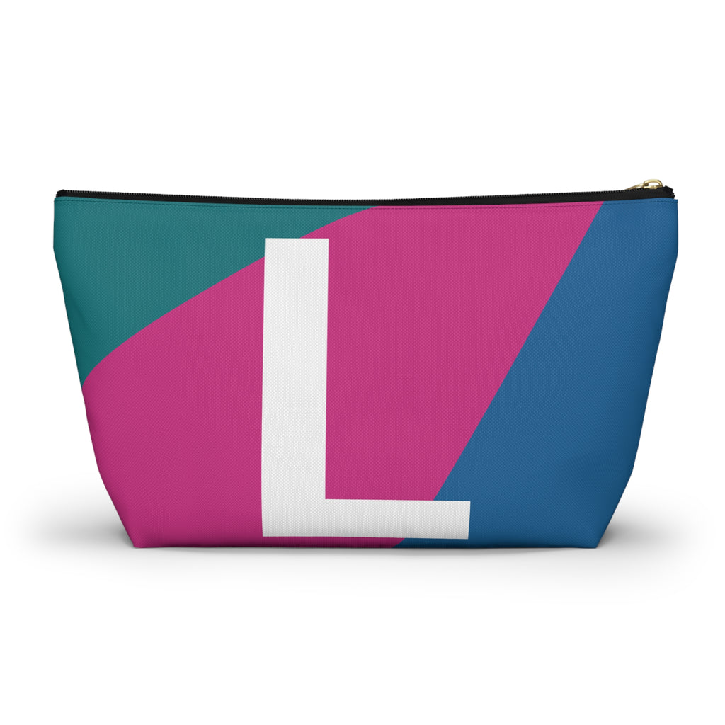 Initials Colorblock Accessory Pouch — Monogram L T-Bottom Cosmetic Bag