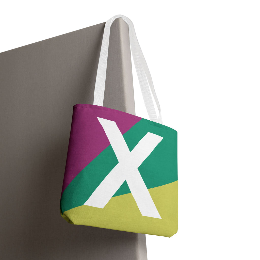 Monogram 'X' Colorblock Tote Bag — Personalized Initial X Shoulder Tote