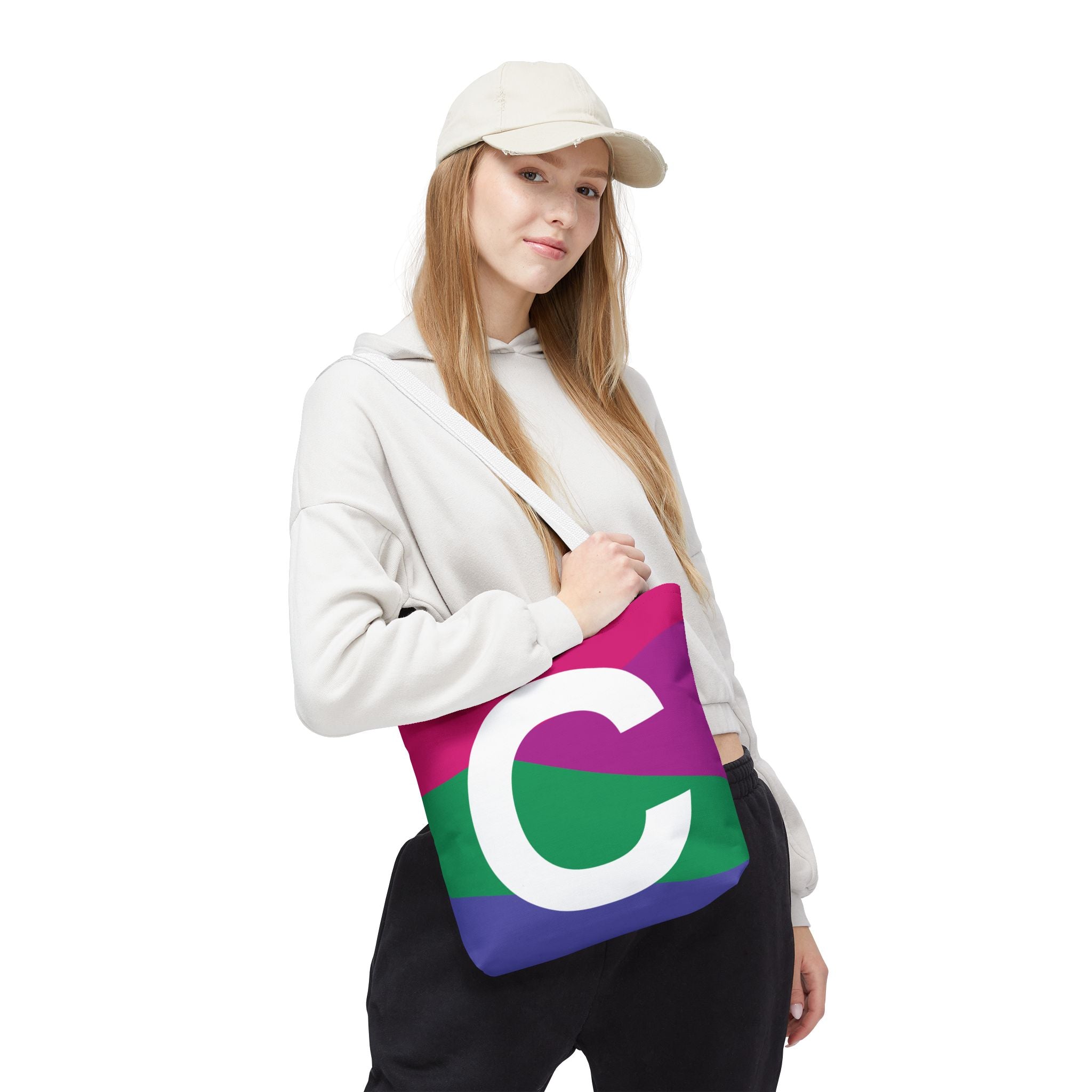 Monogram 'C' Colorblock Tote Bag — Personalized Initial C Shoulder Tote