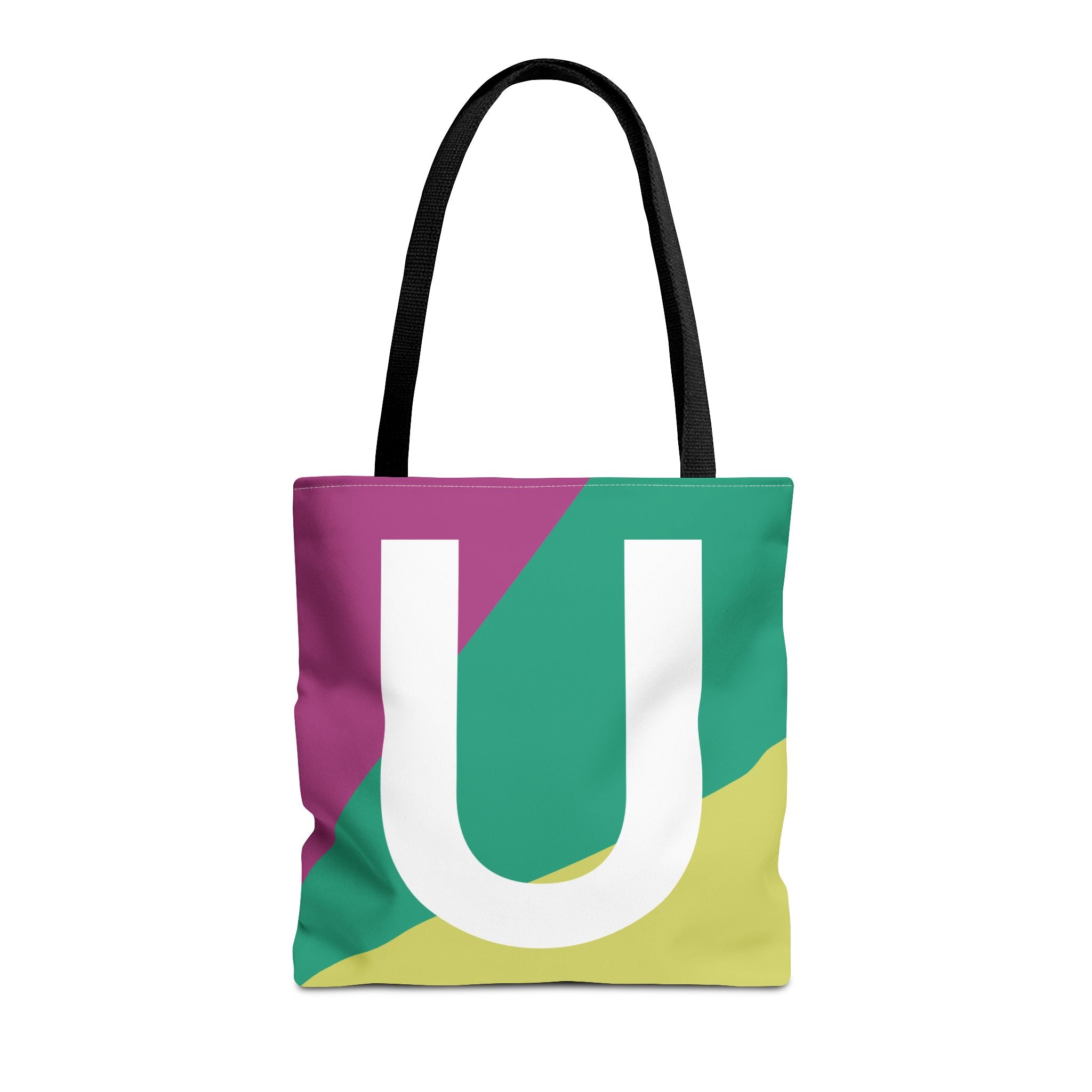 Monogram 'U' Colorblock Tote Bag — Personalized Initial U Shoulder Tote