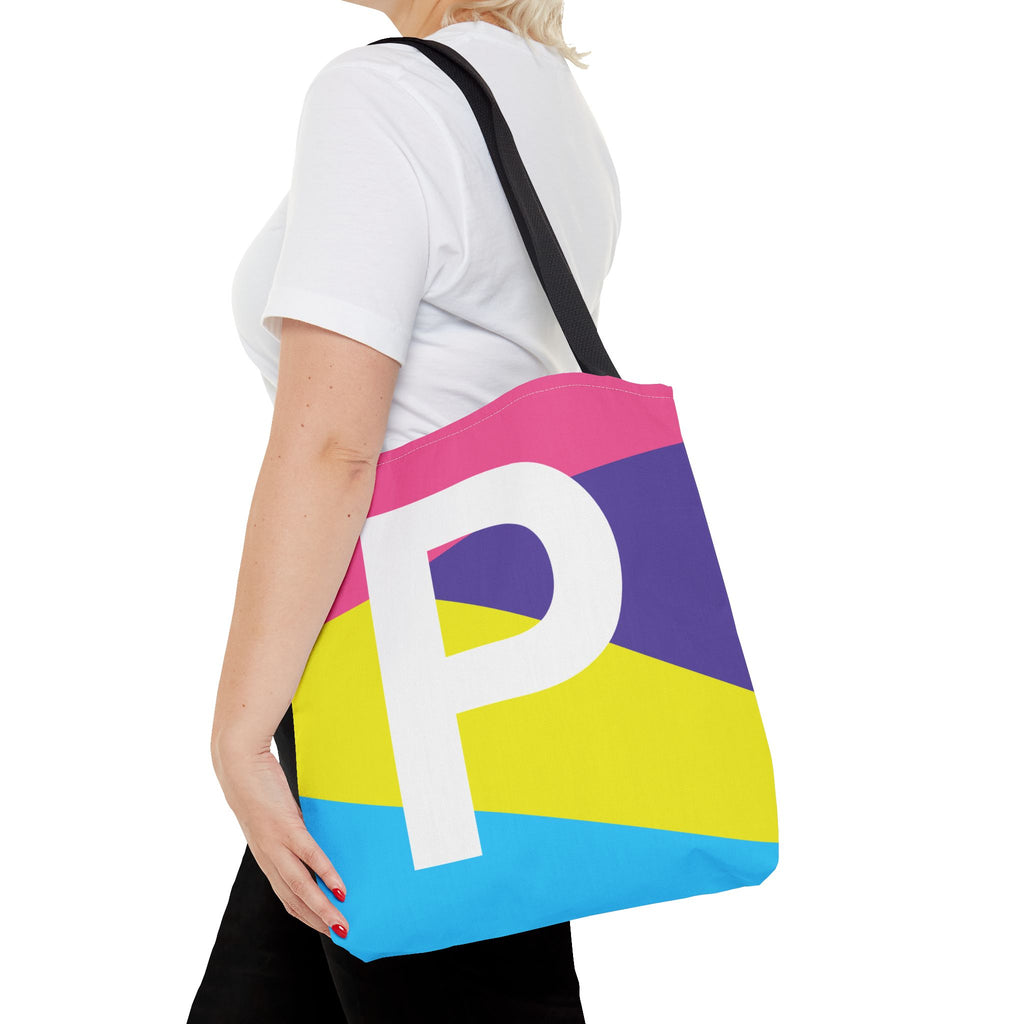 Monogram 'P' Colorblock Tote Bag — Personalized Initial P Shoulder Tote