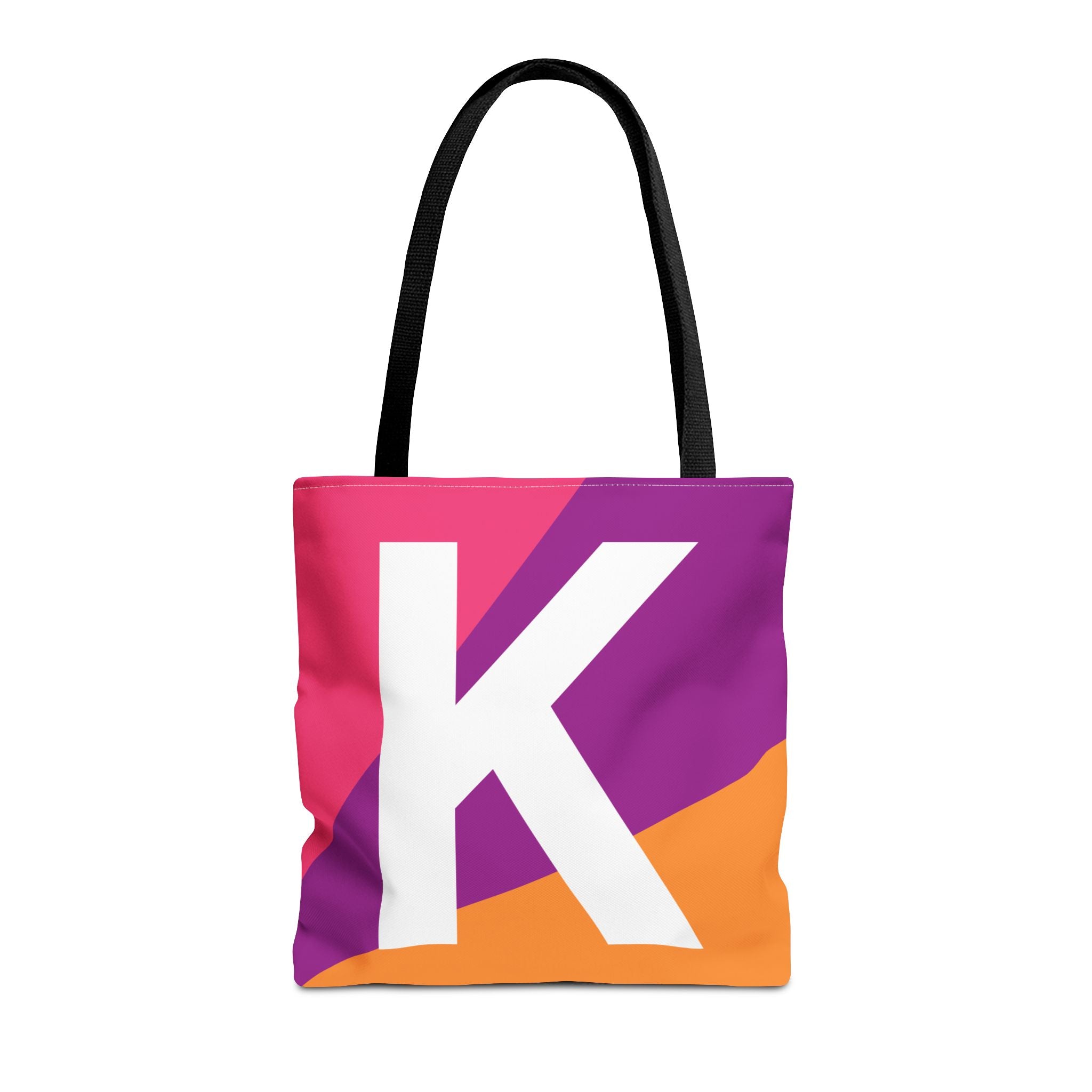 Monogram 'K' Colorblock Tote Bag — Personalized Initial K Shoulder Tote