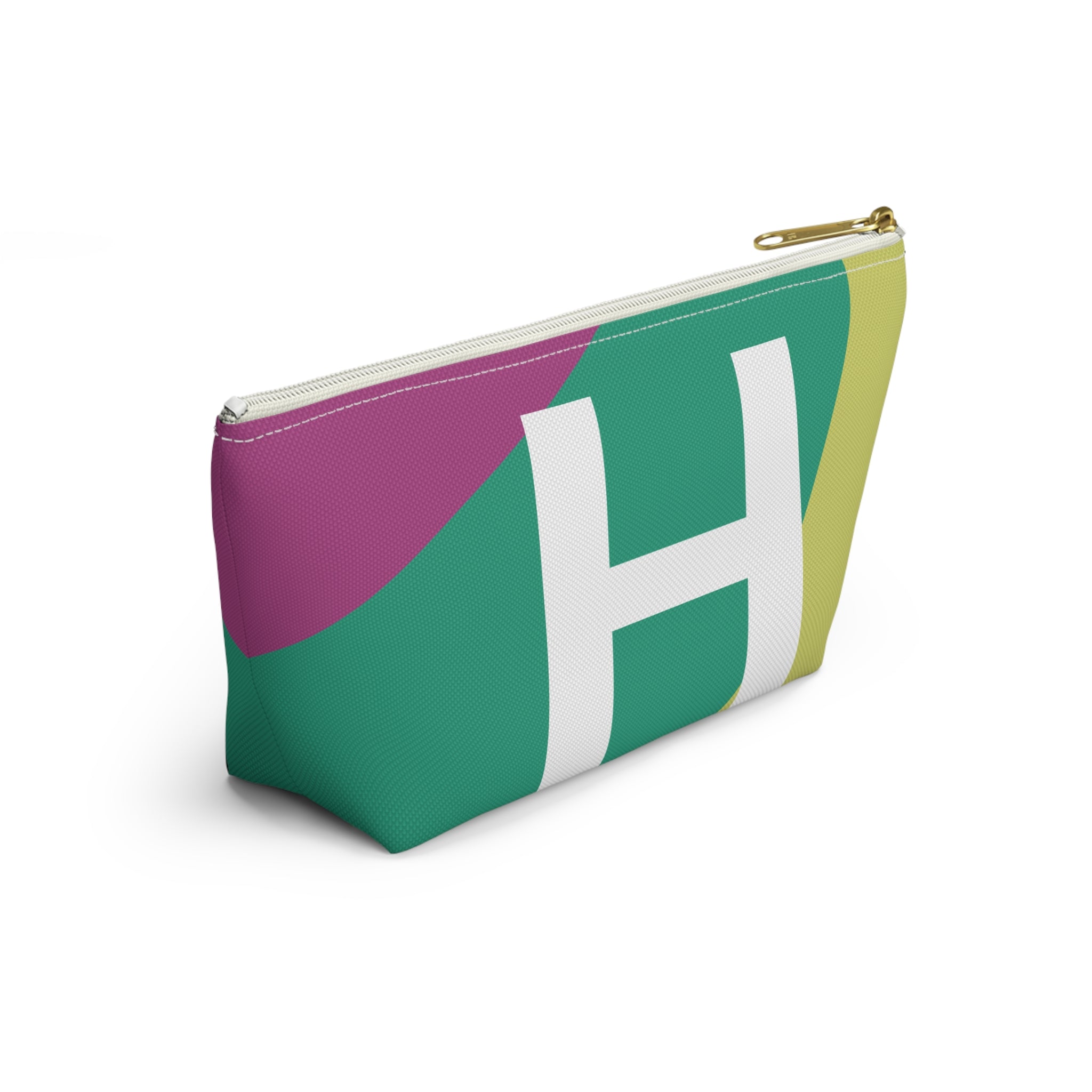 Initials Colorblock Accessory Pouch — Monogram H T-Bottom Cosmetic Bag