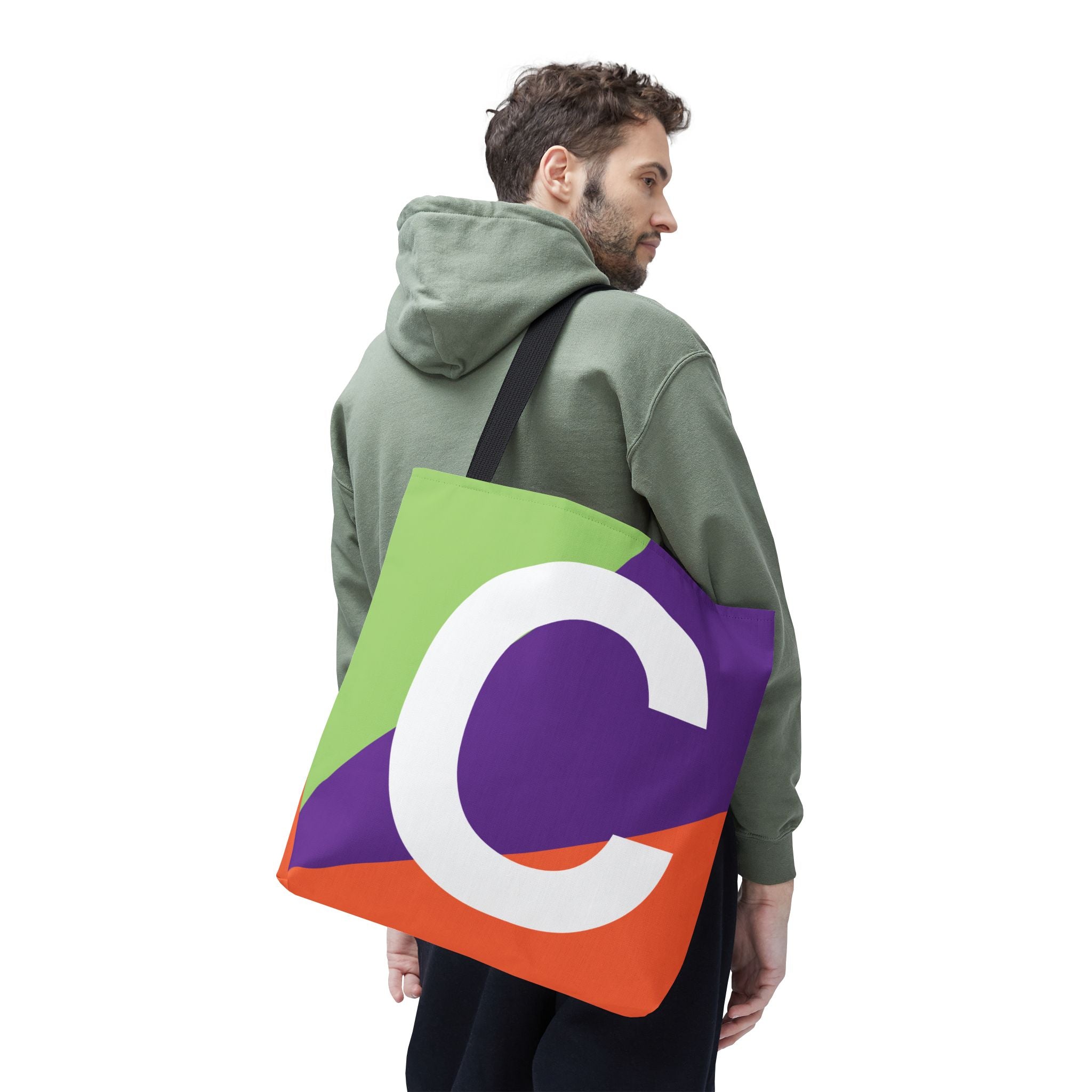 Monogram 'C' Colorblock Tote Bag — Personalized Initial C Shoulder Tote