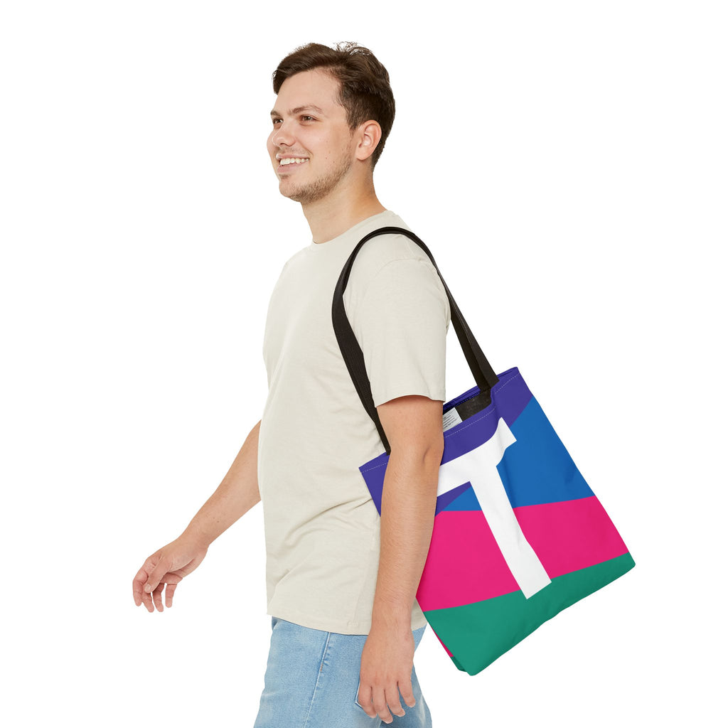 Monogram 'T' Colorblock Tote Bag — Personalized Initial T Shoulder Tote