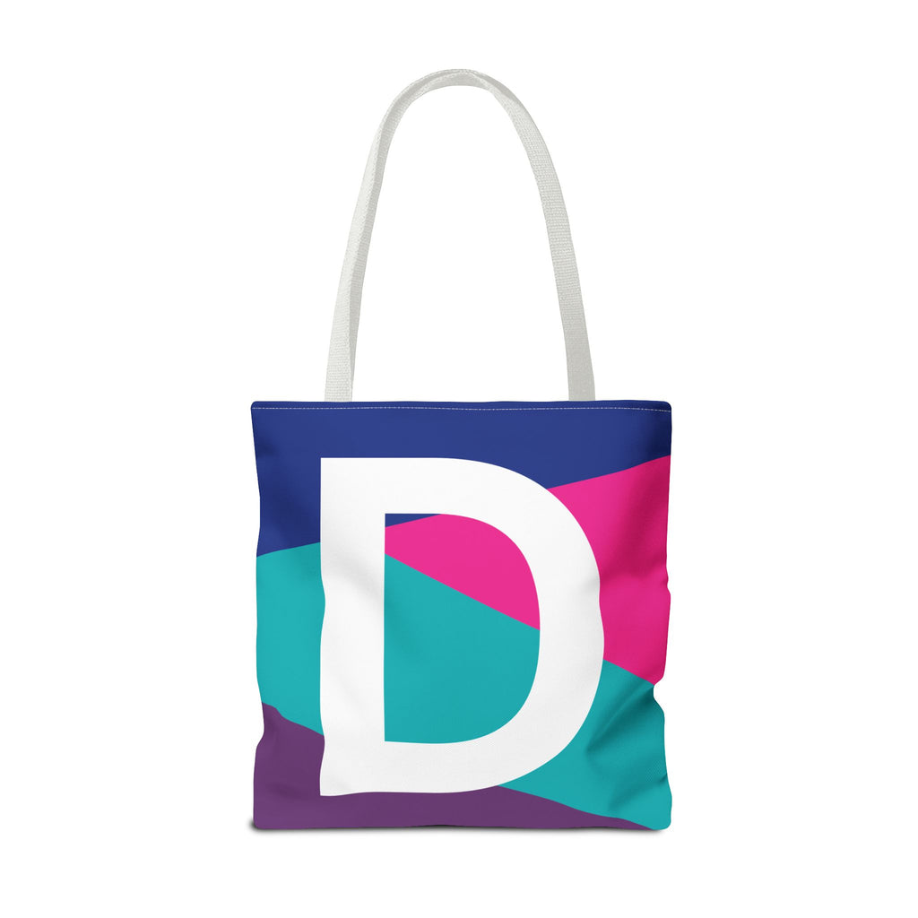 Monogram 'D' Colorblock Tote Bag — Personalized Initial D Shoulder Tote