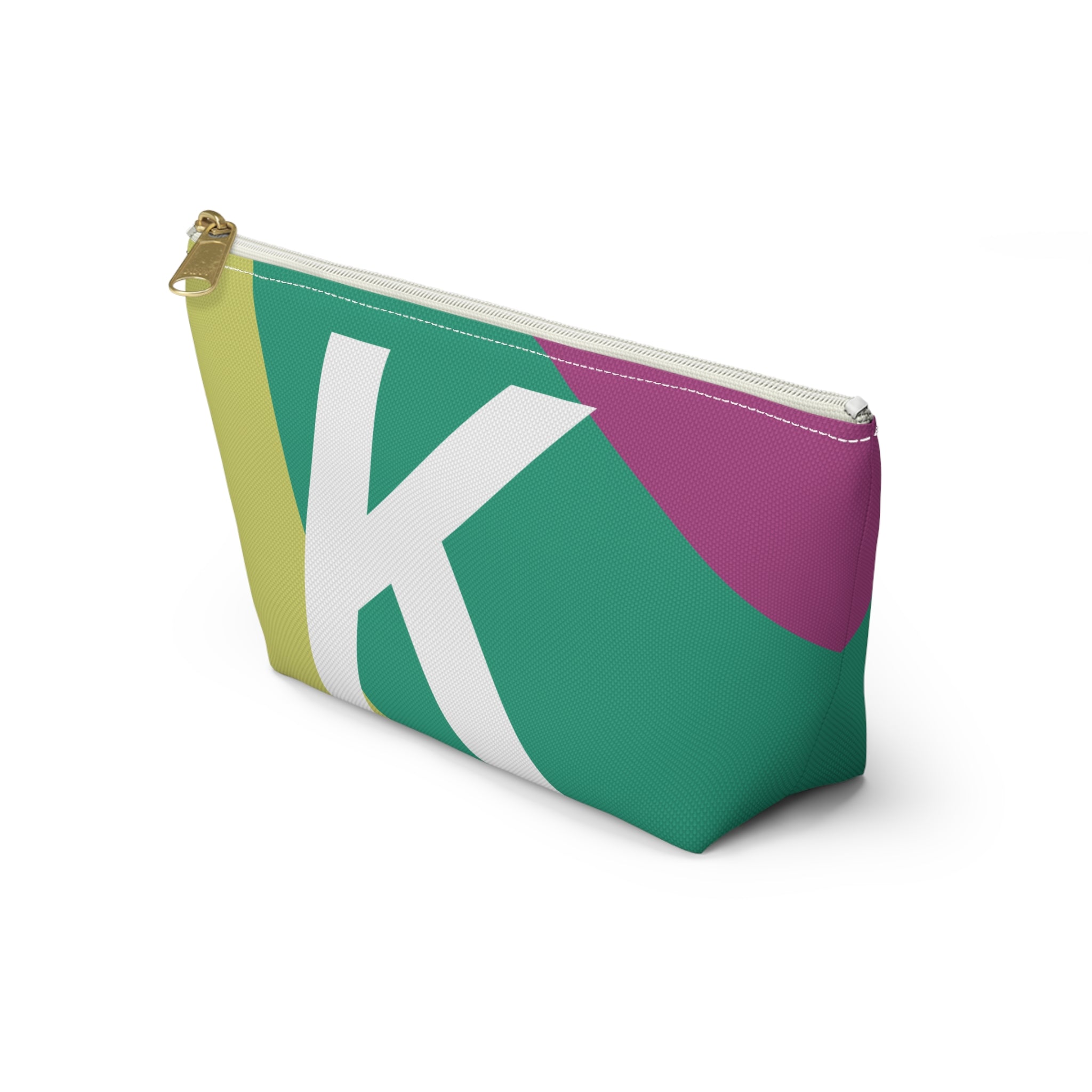 Initials Colorblock Accessory Pouch — Monogram K T-Bottom Cosmetic Bag