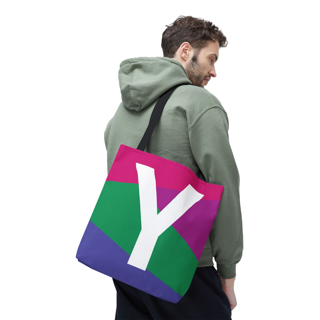 Monogram 'Y' Colorblock Tote Bag — Personalized Initial Y Shoulder Tote