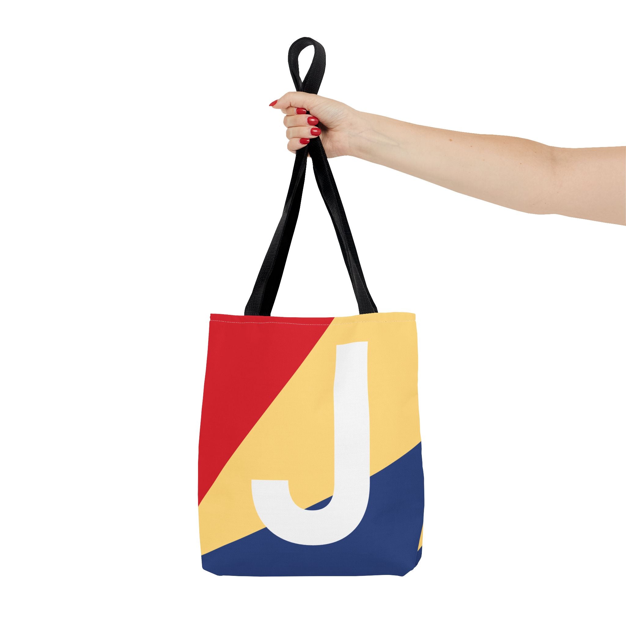 Monogram 'J' Colorblock Tote Bag — Personalized Initial J Shoulder Tote