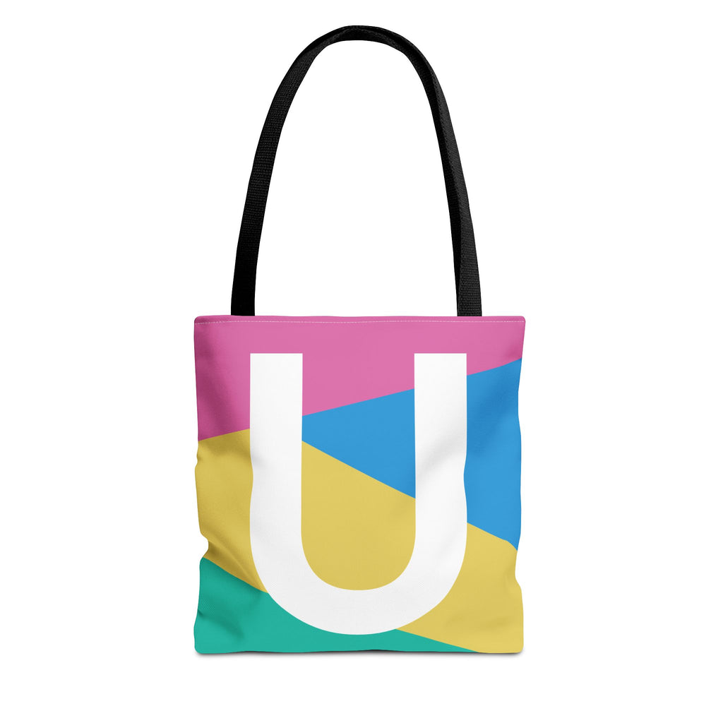 Monogram 'U' Colorblock Tote Bag — Personalized Initial U Shoulder Tote